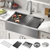 33&rdquo; Workstation Undermount&nbsp;Single Bowl&nbsp;16 Gauge Stainless Steel&nbsp;Farmhouse Apron Front Kitchen Sink&nbsp;with&nbsp;WorkFlow&trade; Ledge and Accessories