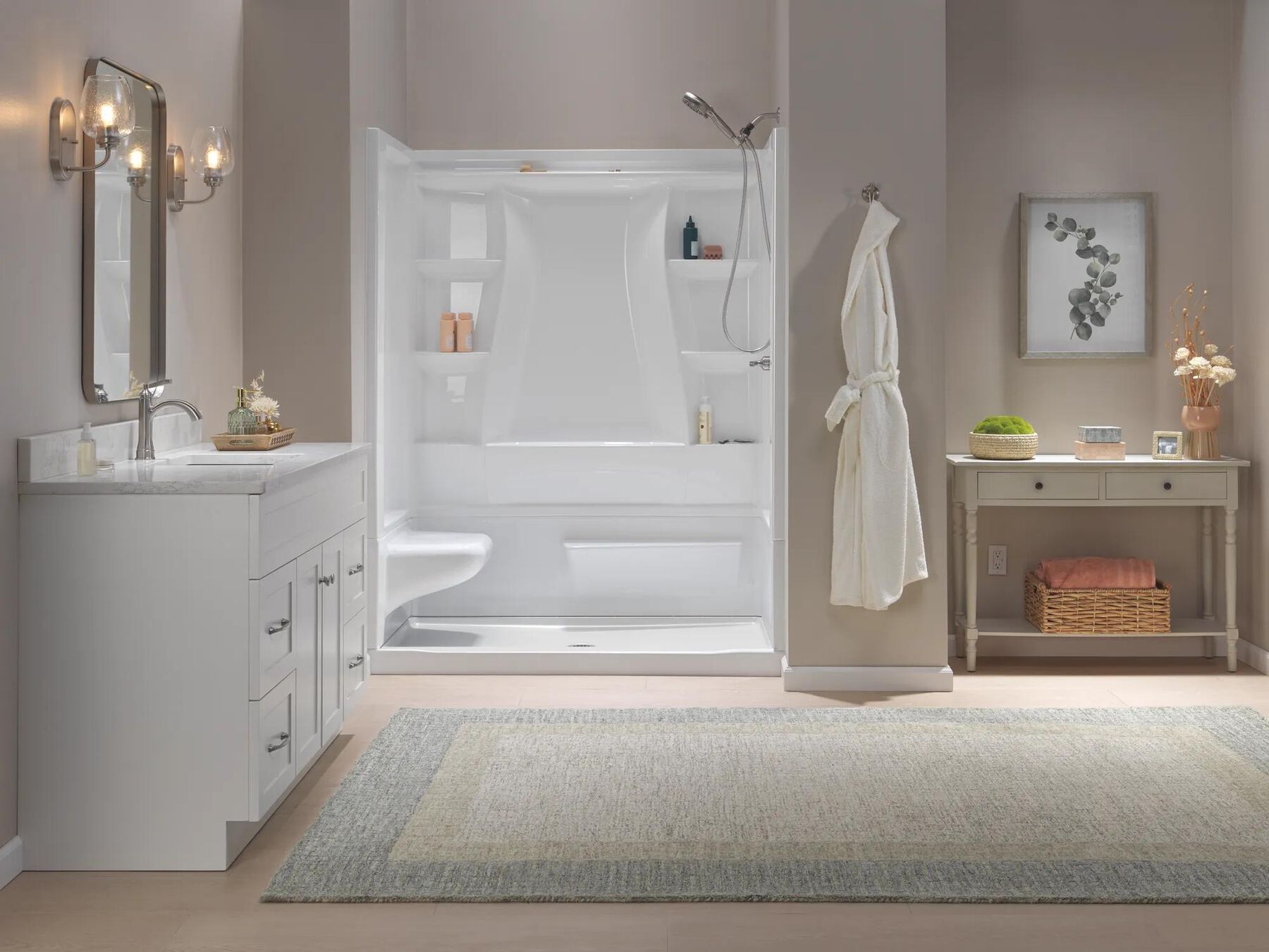 60x32 Alcove Shower Bundle  - Left Seat Center Drain