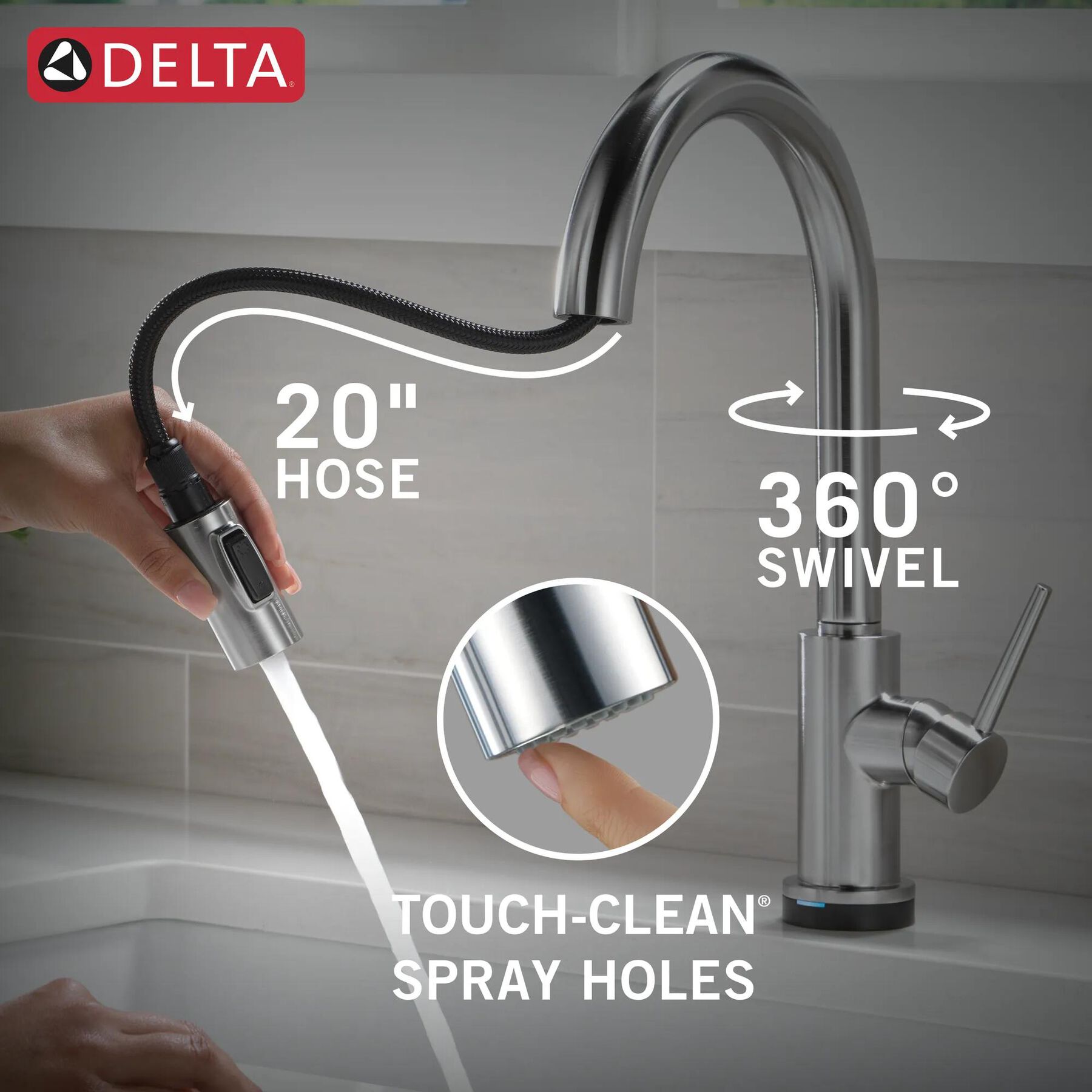 VoiceIQ&reg; Kitchen Faucet with Touch<sub>2</sub>O&reg; Technology with Touchless Technology