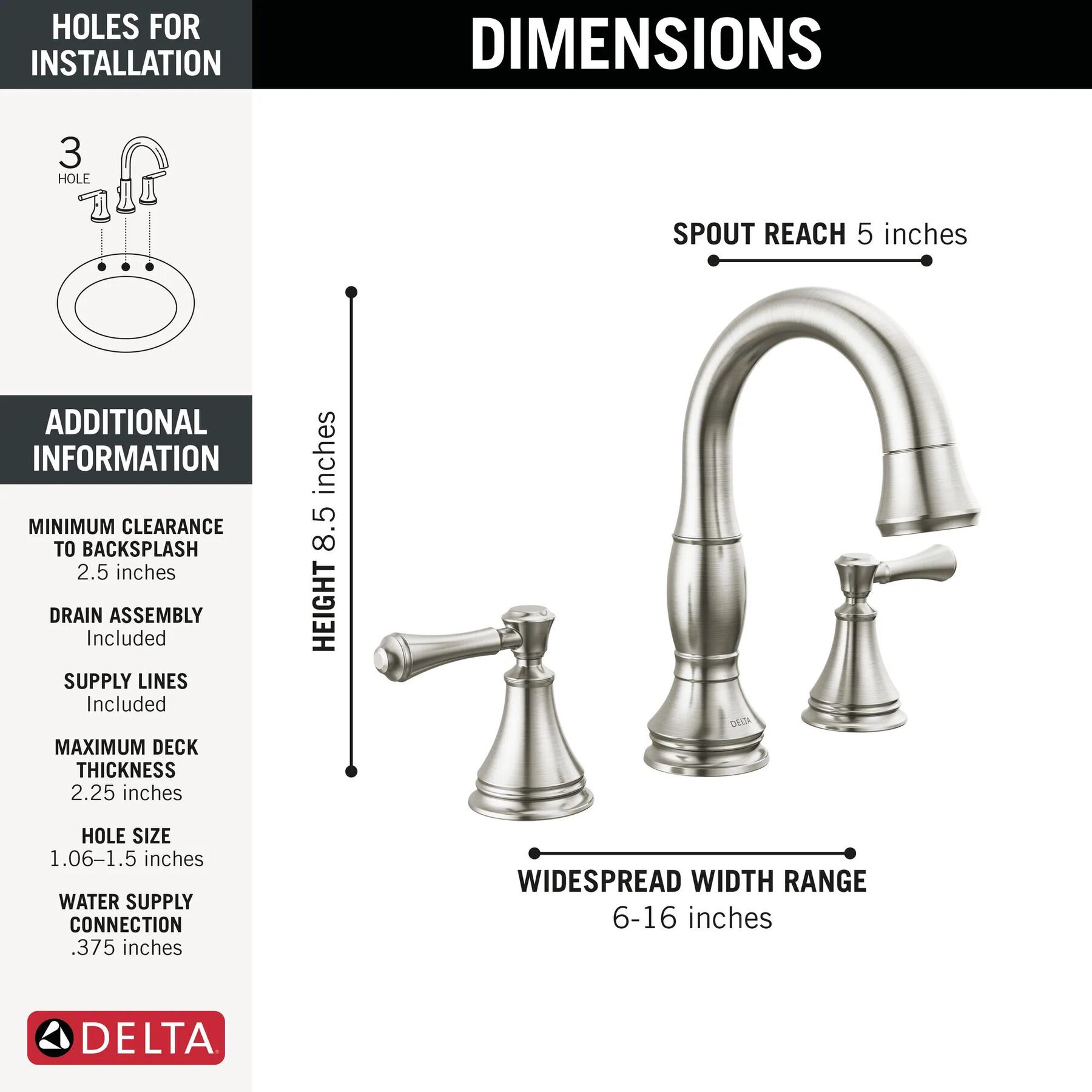 Two Handle Widespread Pull Down Bathroom (Recertified)