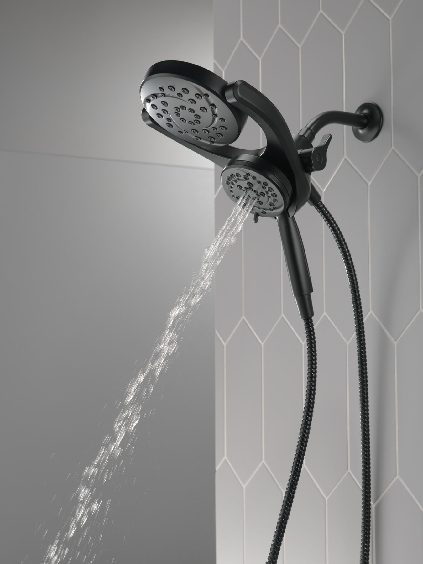 HydroRain&reg; 4-Setting Two-in-One Shower Head (Recertified)