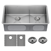 32&rdquo; Undermount Stainless Steel Double Bowl Kitchen Sink with Accessories
