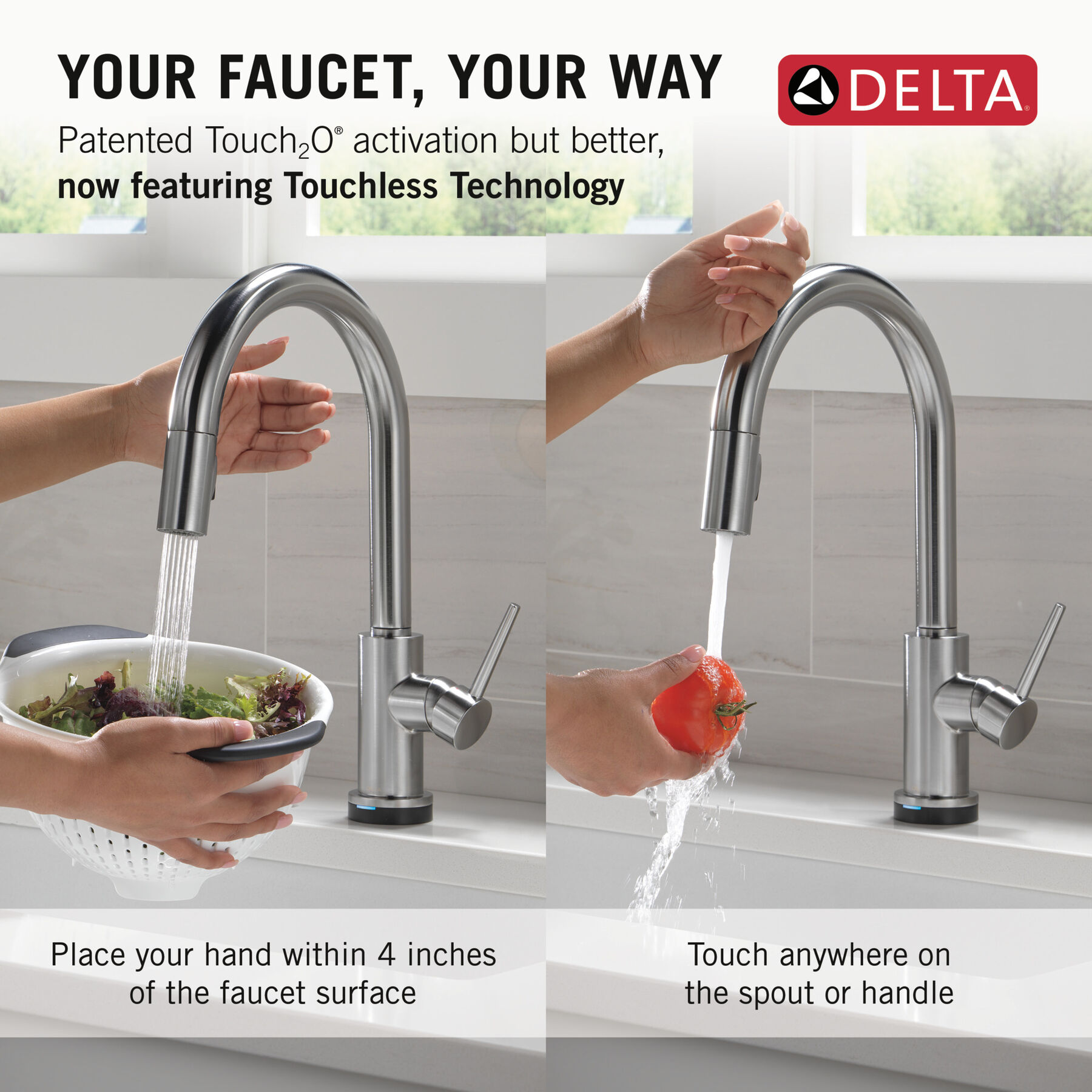 Touch2O with Touchless Technology Single Handle Pull-Down Kitchen Faucet with Soap Dispenser