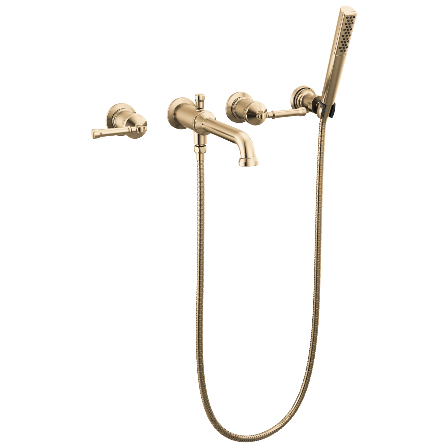 Wall Mount Tub Filler Trim with Hand Shower - Less Handles