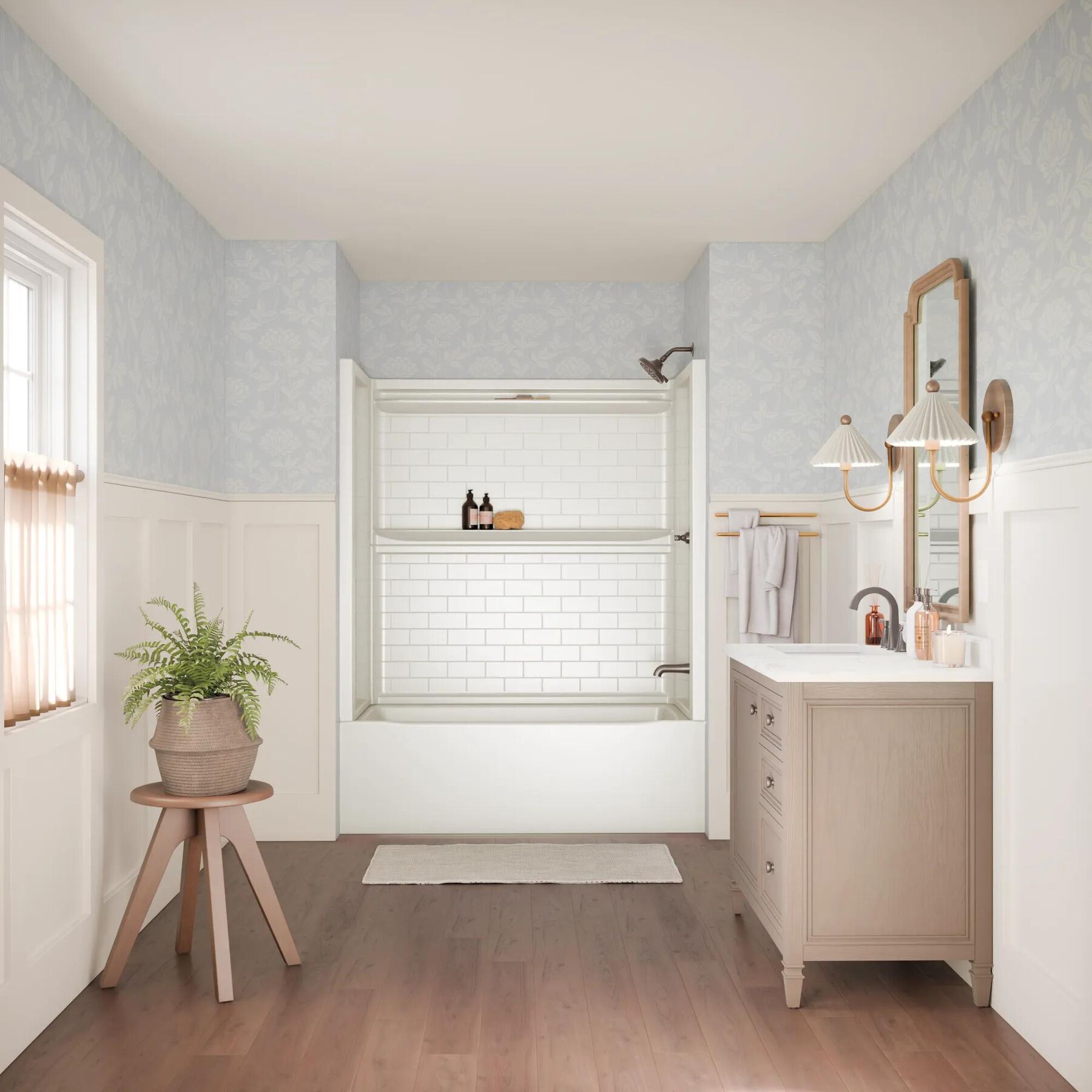 60x32 Alcove Bathtub with Tile Wall Bundle - Right Drain