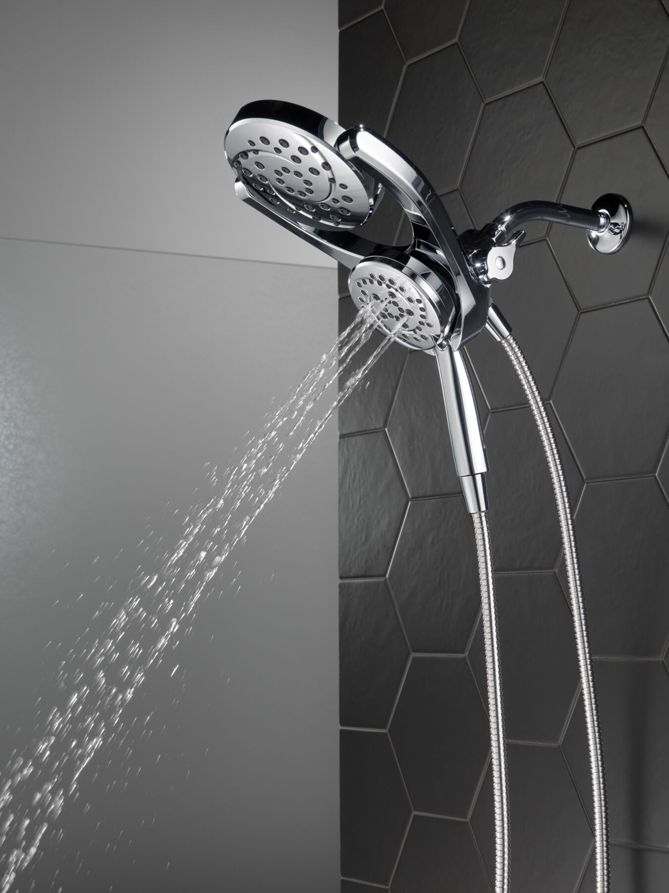 HydroRain&reg; 4-Setting Two-in-One Shower Head (Recertified)