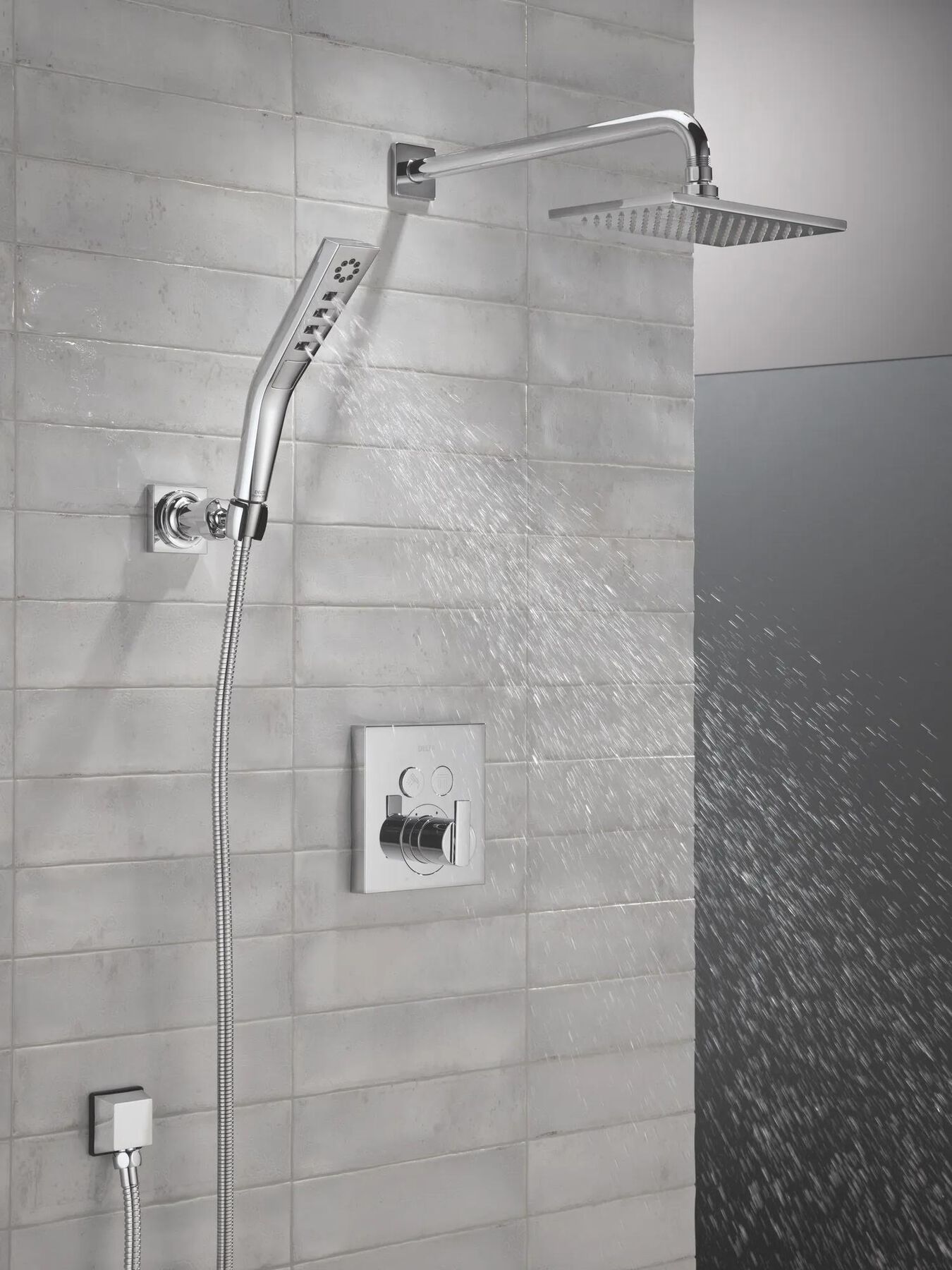 Angular Modern Push-Button Shower