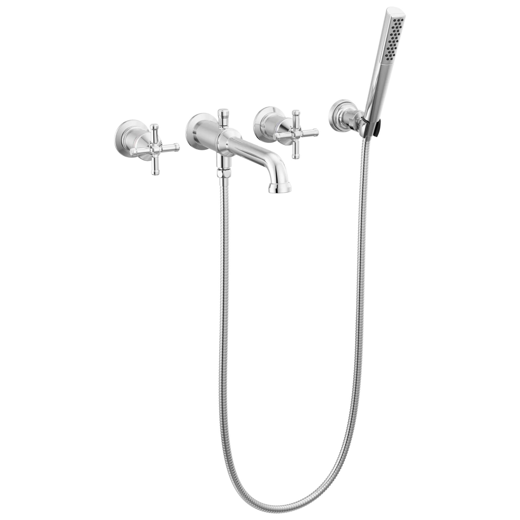 Wall Mount Tub Filler Trim with Hand Shower - Less Handles