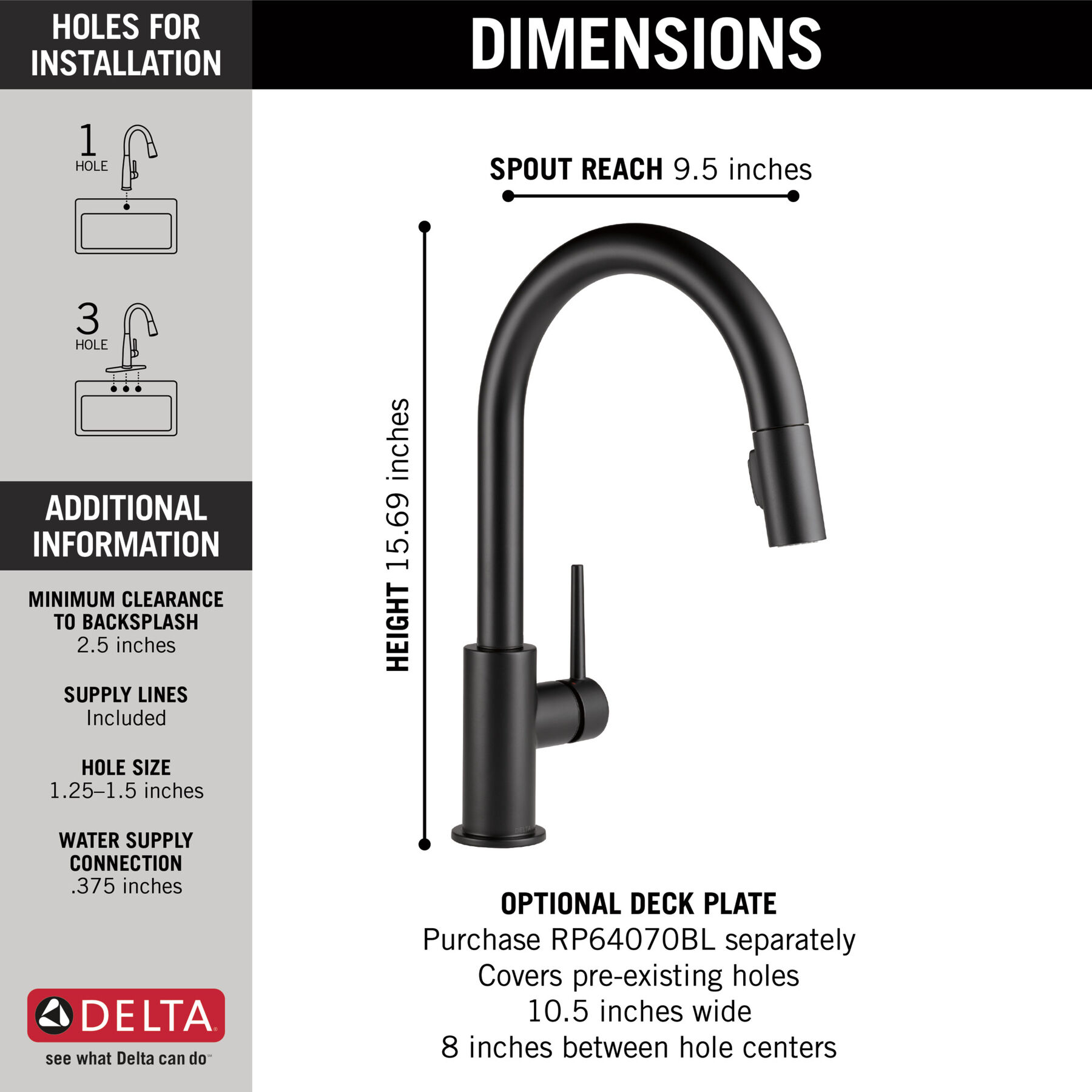 Single Handle Pull-Down Kitchen Faucet  (Recertified)