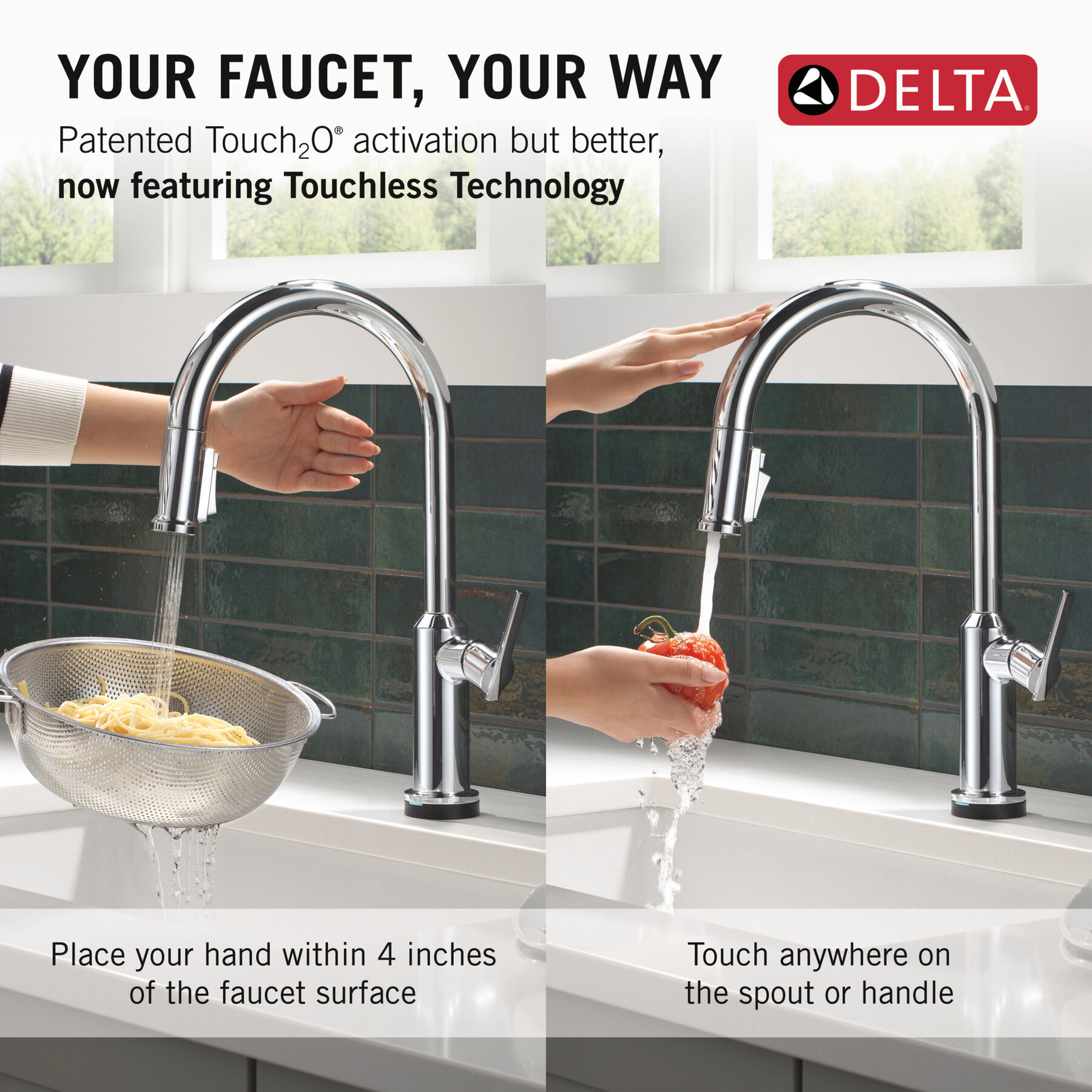 Touch2O&reg; Technology Kitchen Faucet with Touchless Technology
