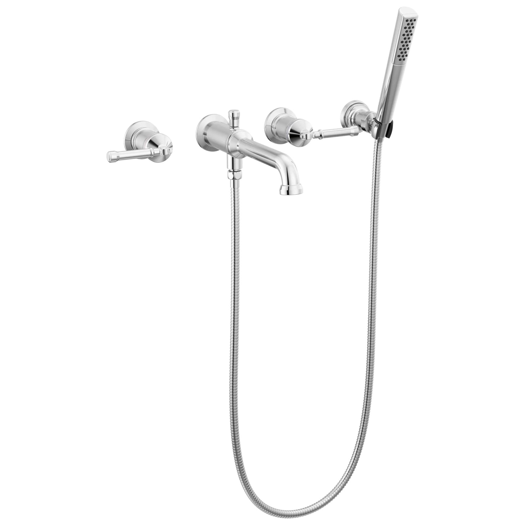 Wall Mount Tub Filler Trim with Hand Shower - Less Handles