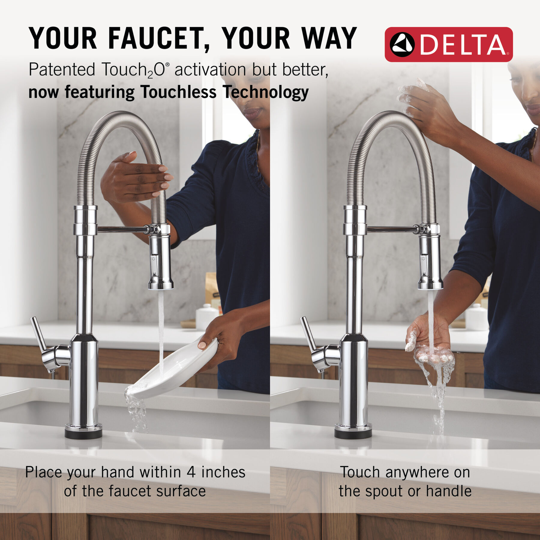 Touch2O&reg; Technology Kitchen Faucet with Touchless Technology