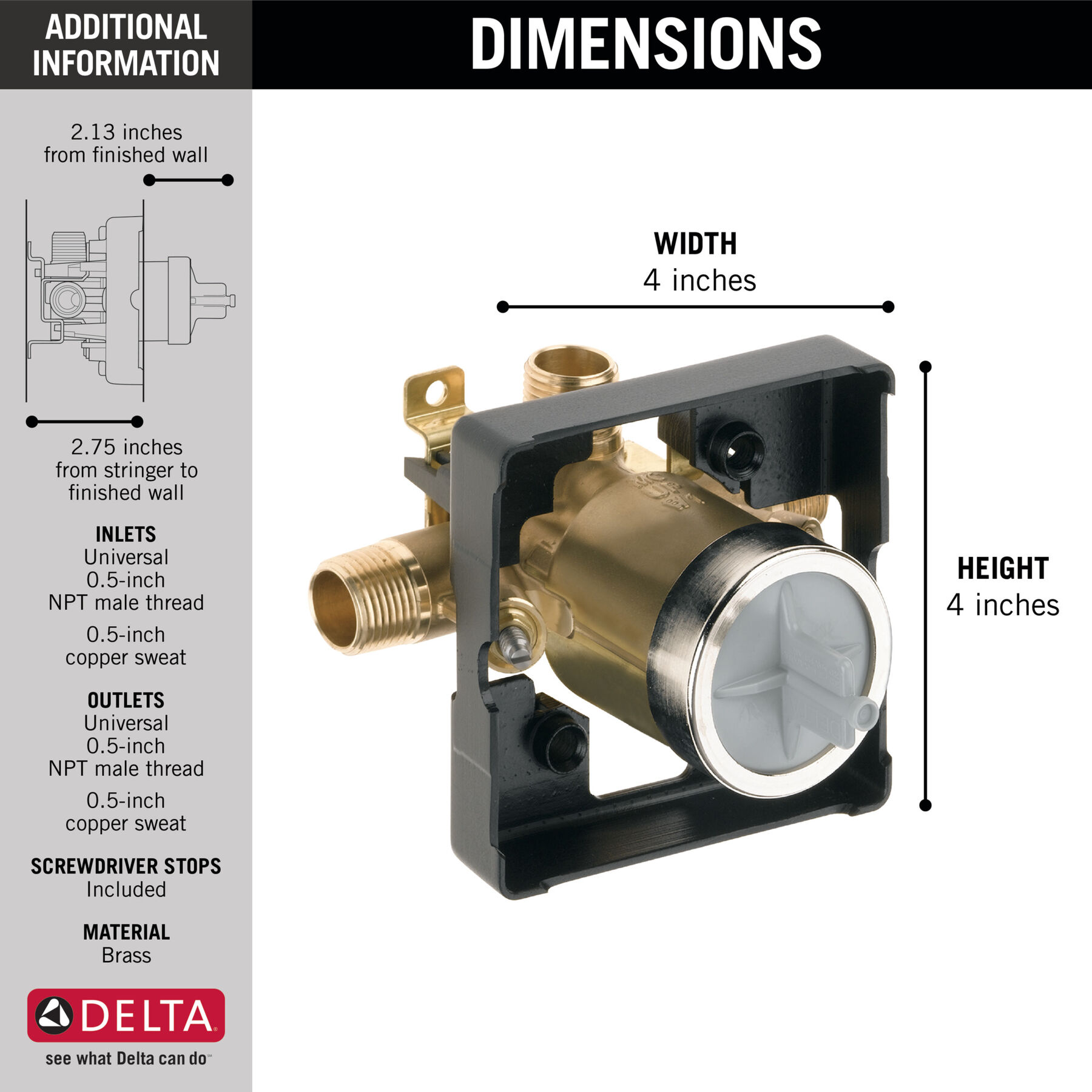 MultiChoice&reg; Universal High-Flow Shower Rough - Universal Inlets / Outlets (Recertified)