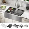 30&rdquo; Workstation Undermount&nbsp;Single Bowl&nbsp;16 Gauge Stainless Steel&nbsp;Farmhouse Apron Front Kitchen Sink&nbsp;with&nbsp;WorkFlow&trade; Ledge and Accessories
