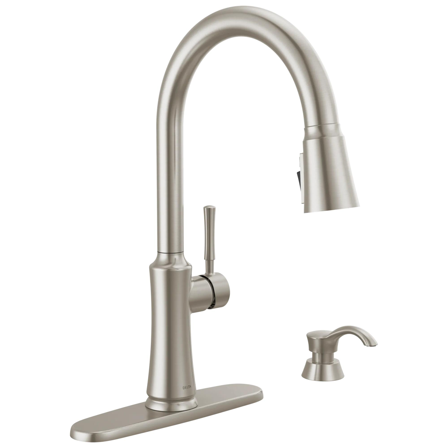 Single Handle Pull-Down Kitchen Faucet with Soap Dispenser and ShieldSpray Technology