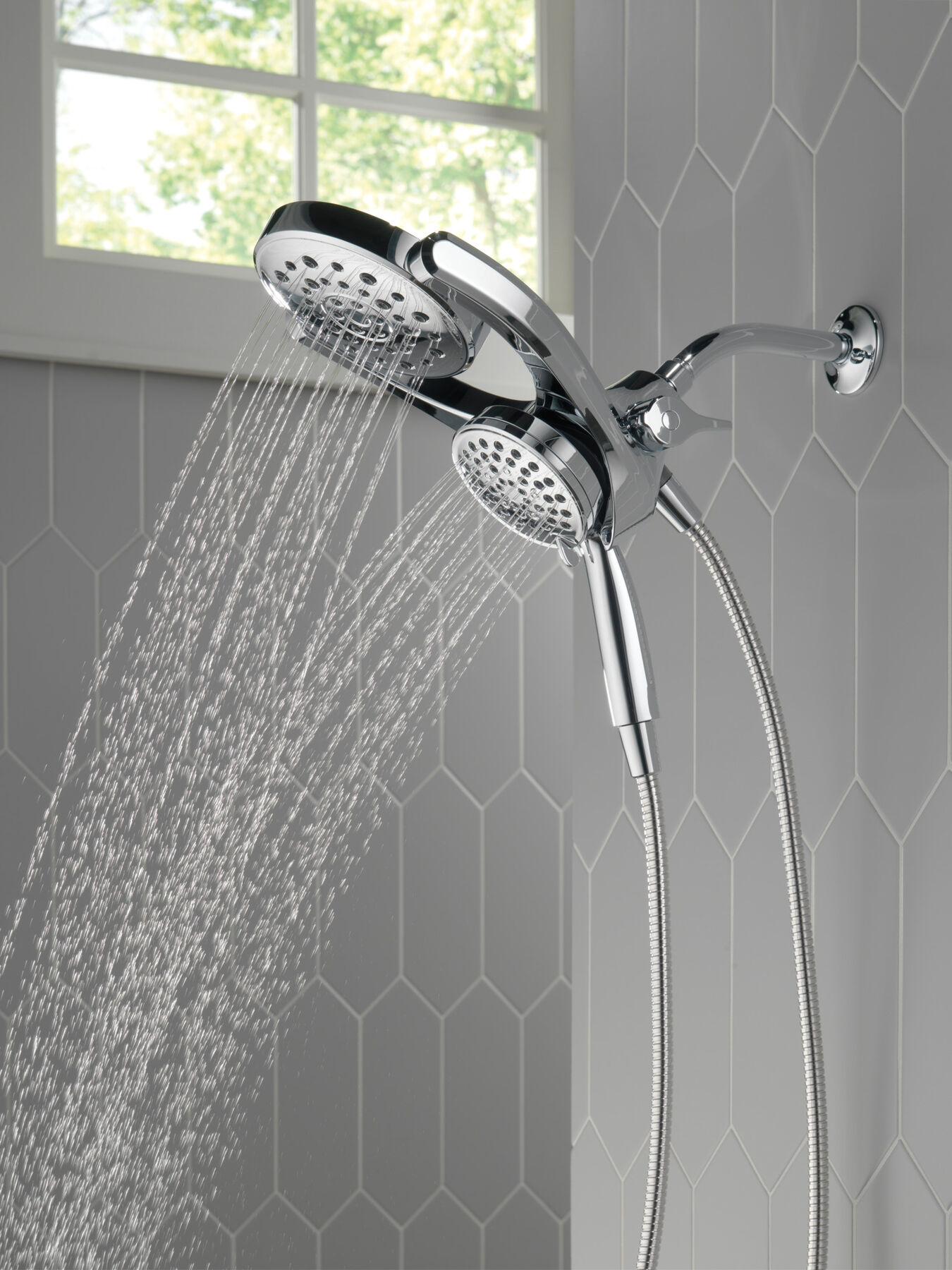 HydroRain&reg; 4-Setting Two-in-One Shower Head (Recertified)