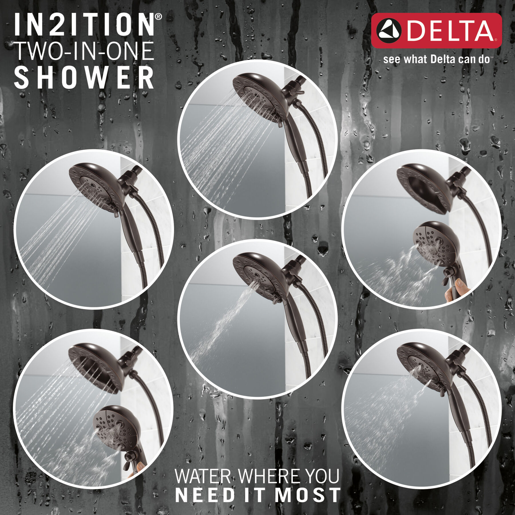 H<sub>2</sub>Okinetic&reg; In2ition&reg; 5-Setting Two-in-One Shower (Recertified)
