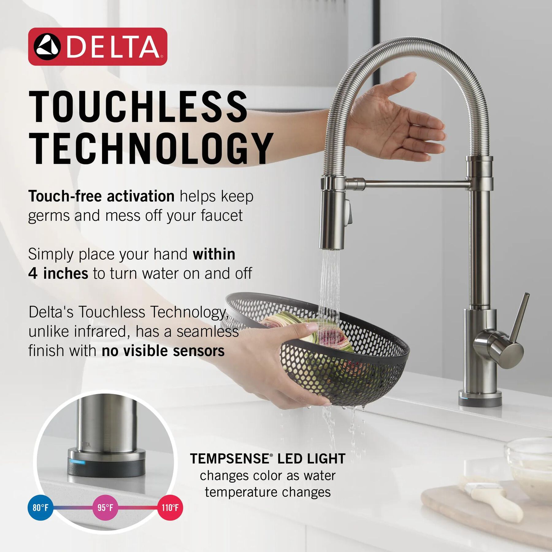 Touch<sub>2</sub>O&reg; Technology Kitchen Faucet with Touchless Technology