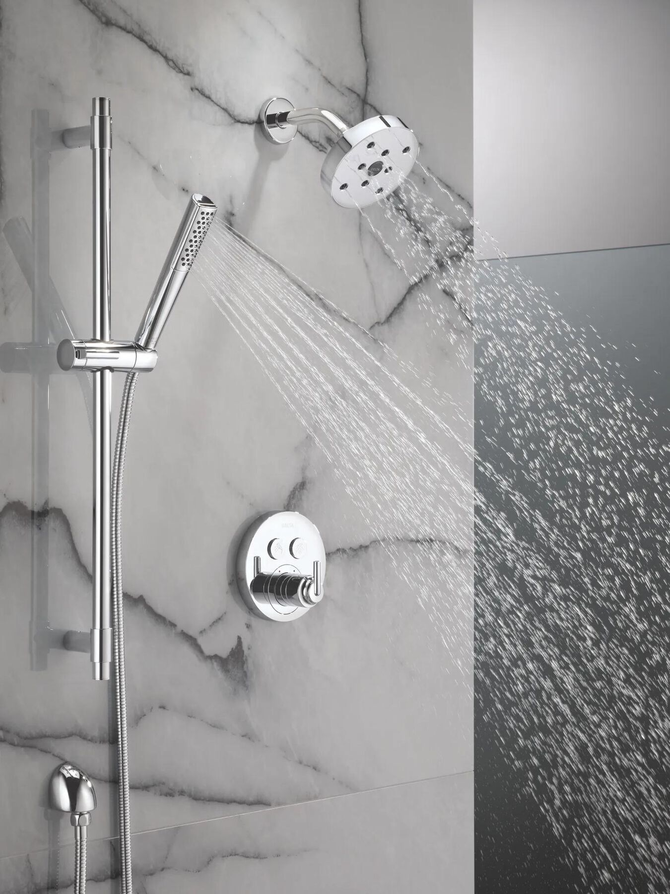 Round Contemporary Push-Button Shower