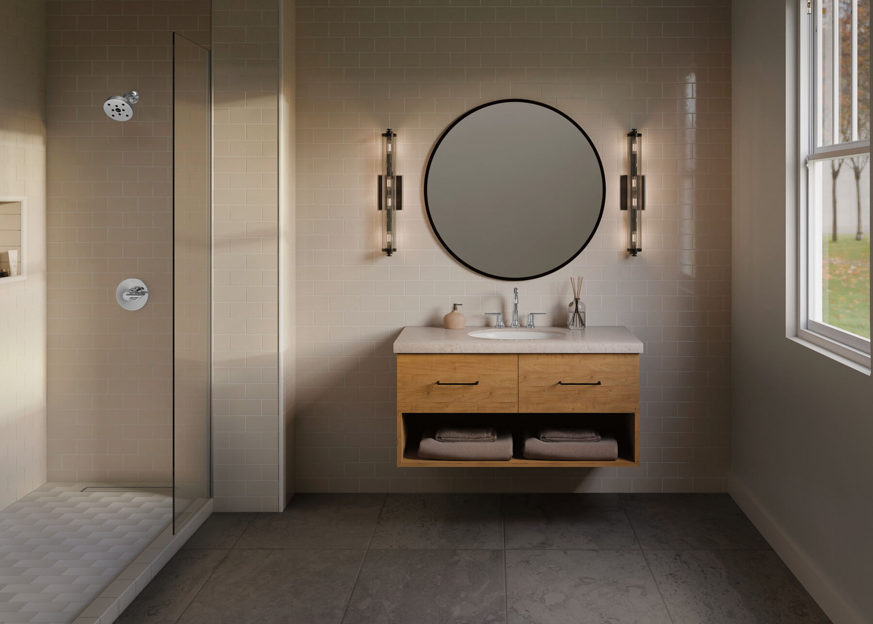 Widespread Lavatory Faucet with Shower Trim and Rough Bundle - 14 Series