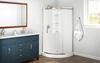 38x38 Corner Shower Bundle with Door - Frameless Round with Glue Up Wall Set
