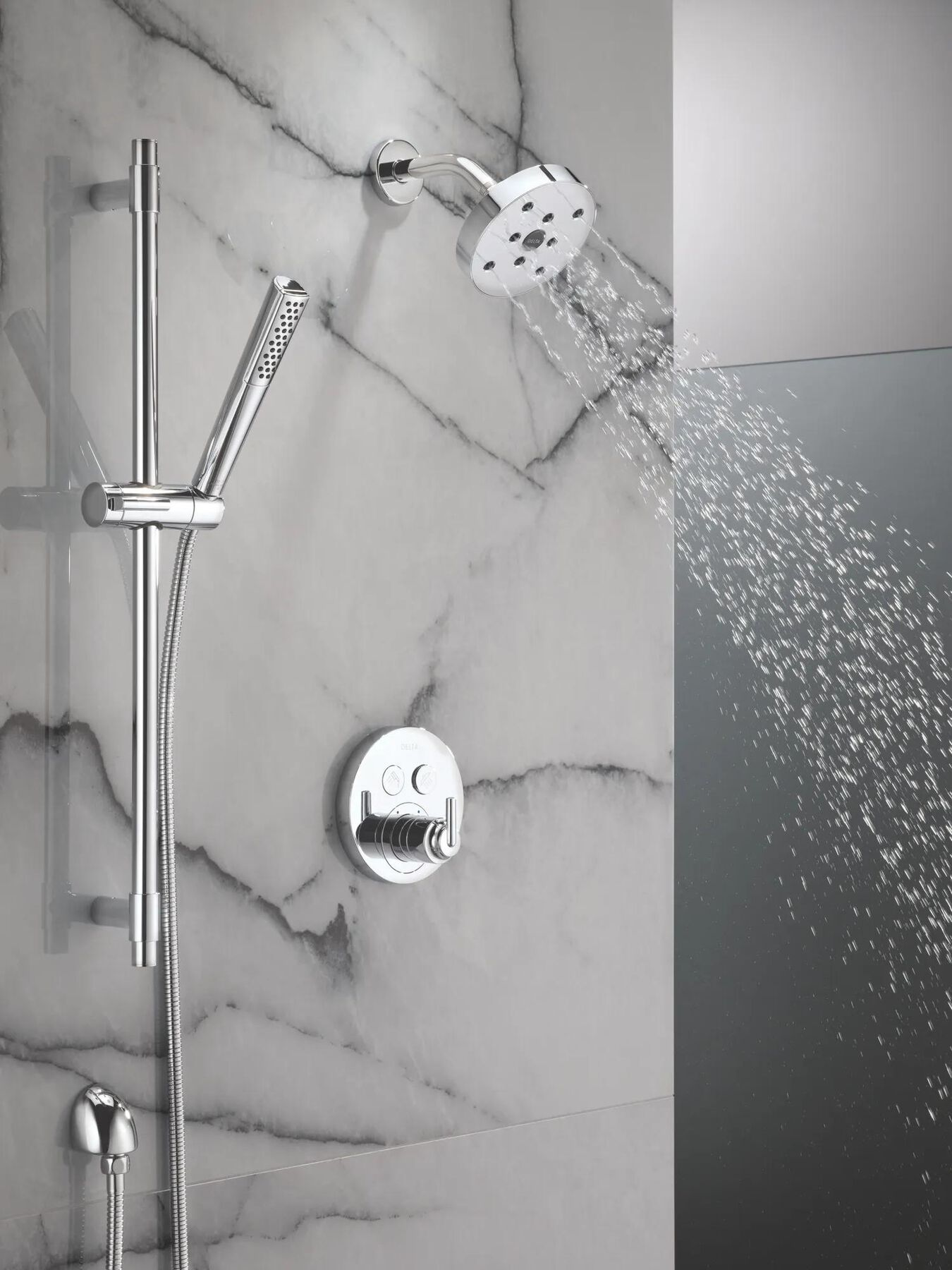 Round Contemporary Push-Button Shower