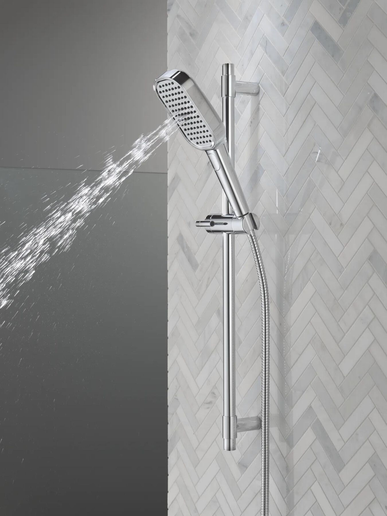 4-Setting Hand Shower with Slide Bar featuring FeatherRain&trade; Spray