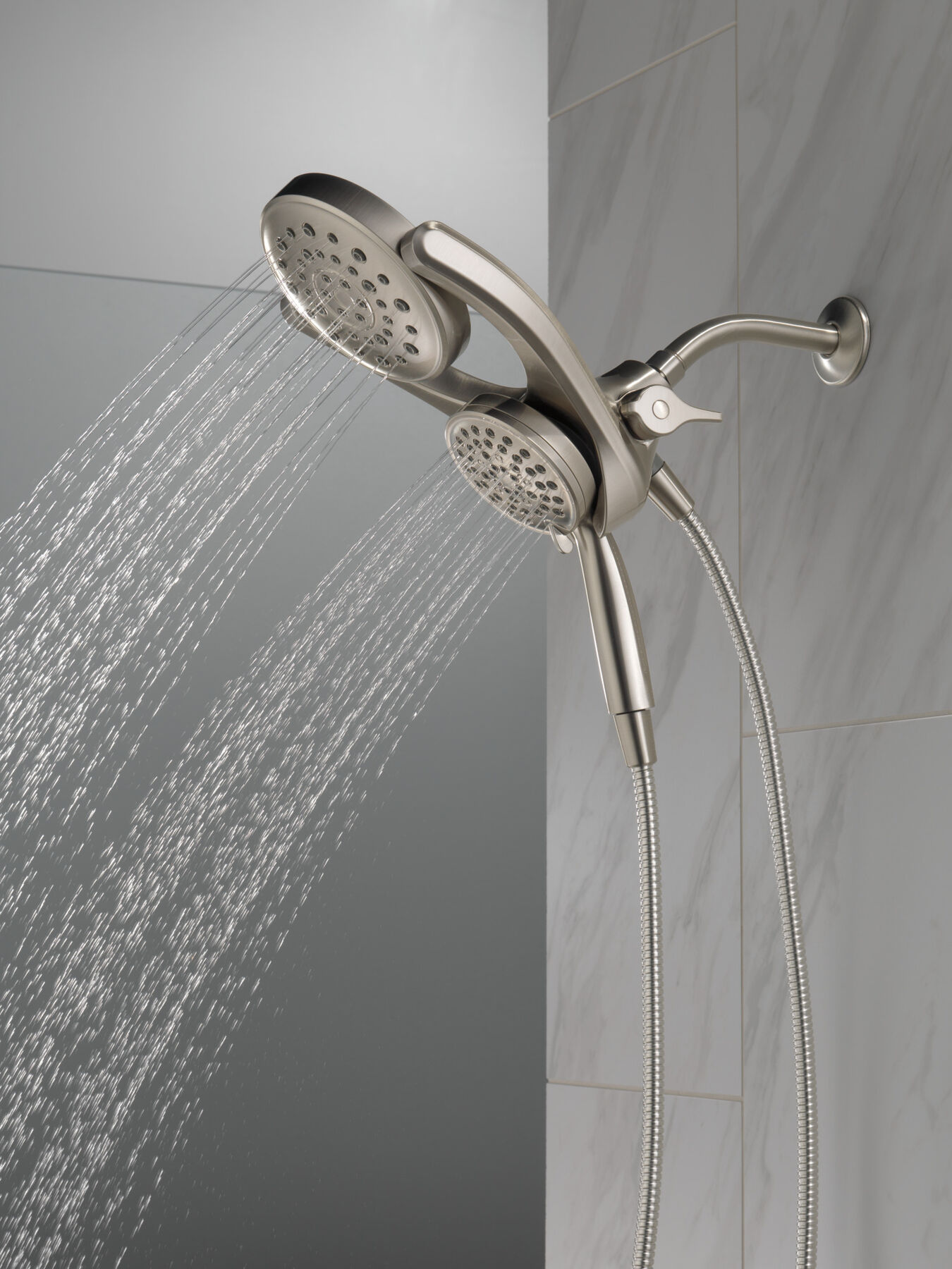 HydroRain&reg; 4-Setting Two-in-One Shower Head (Recertified)