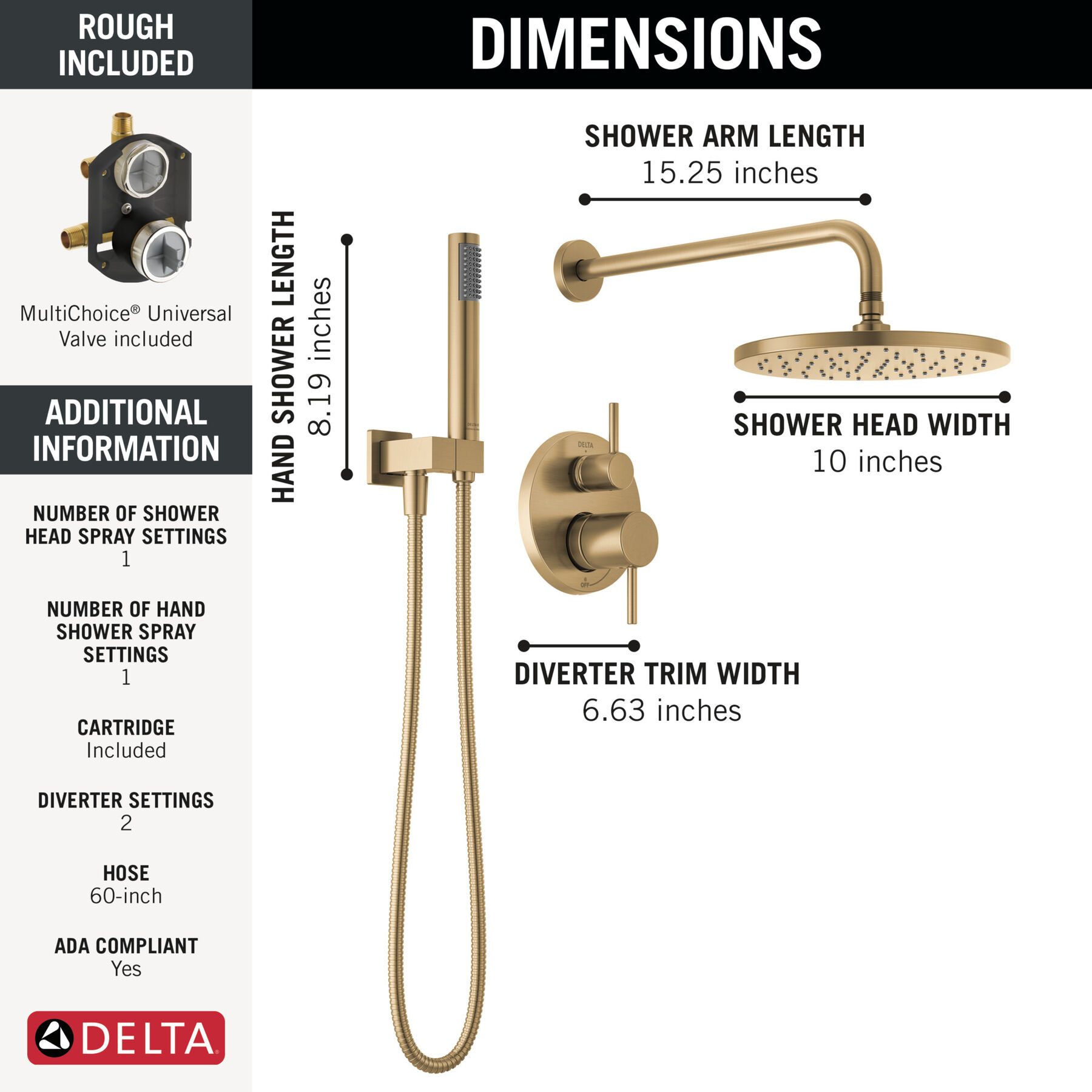 Raincan Shower Rough & Trim w/ HS 14S (Recertified)