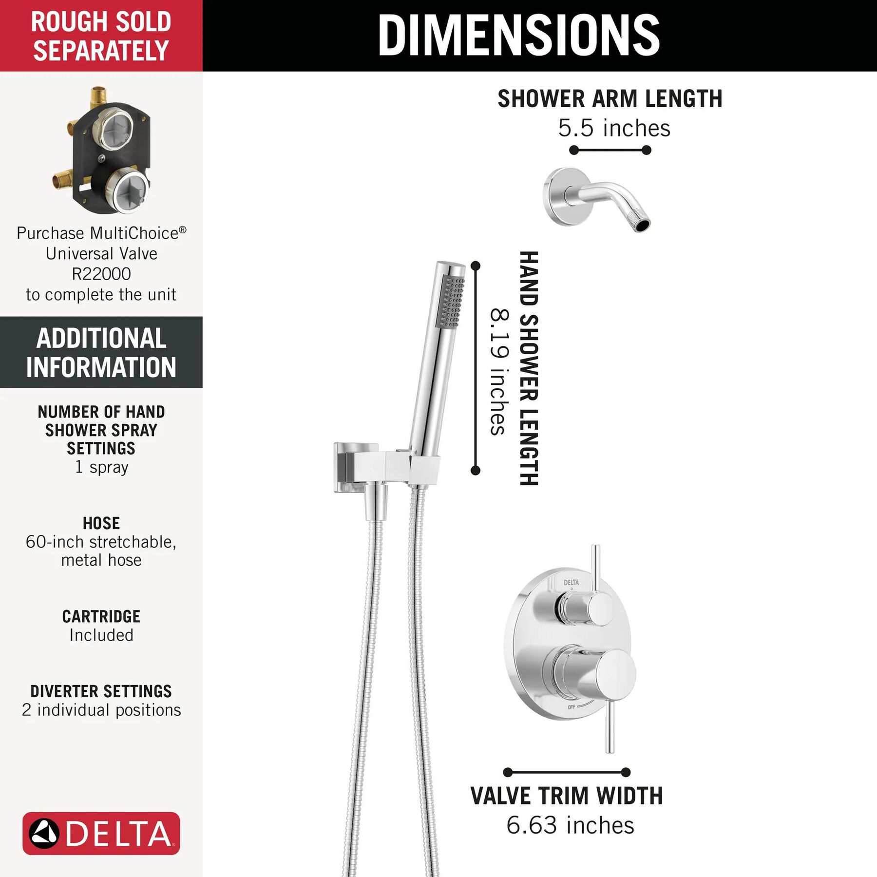 14S Shower Trim & Hand Shower - Less Head