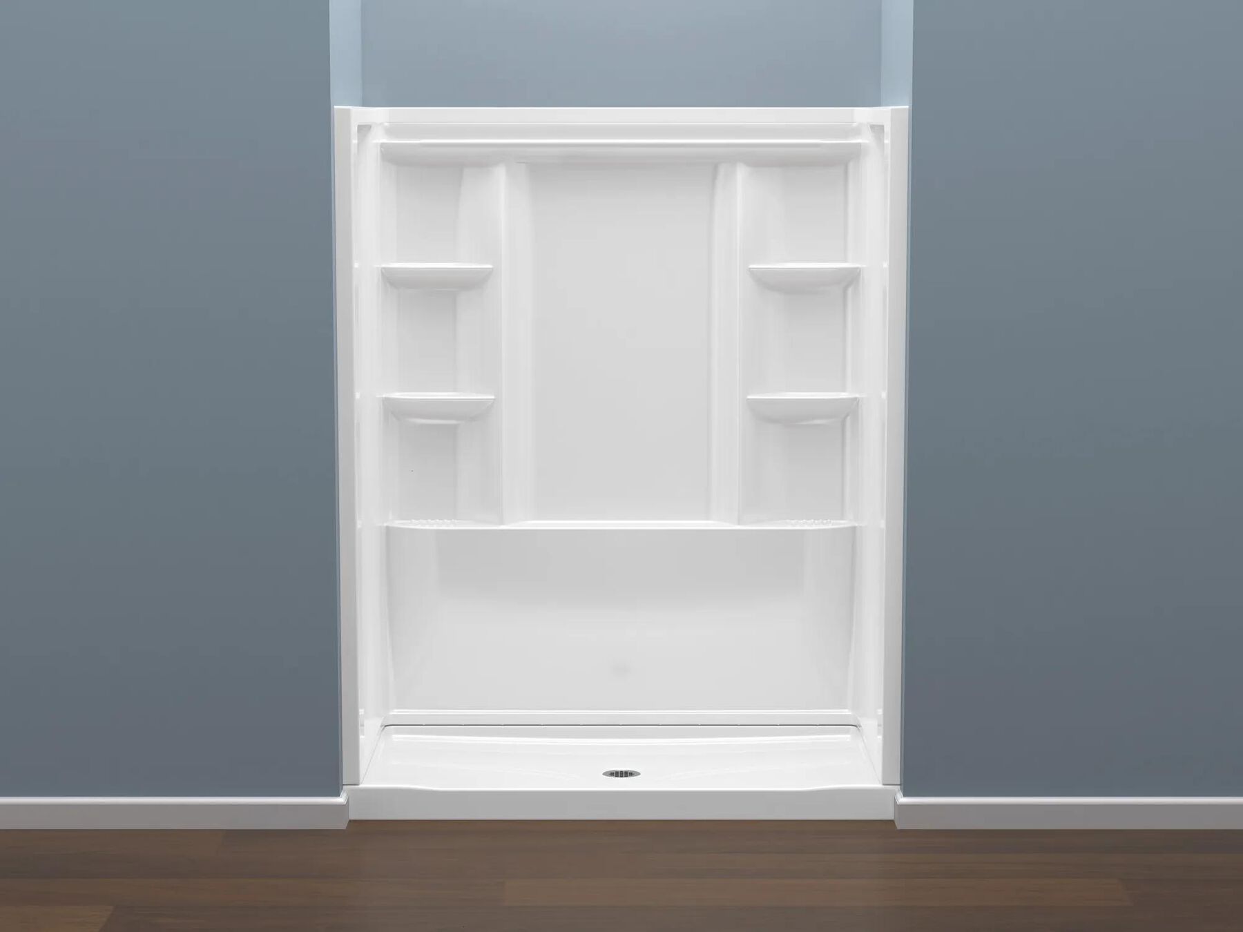 60x32 Alcove Shower Base and Wall Set Bundle - Center Drain