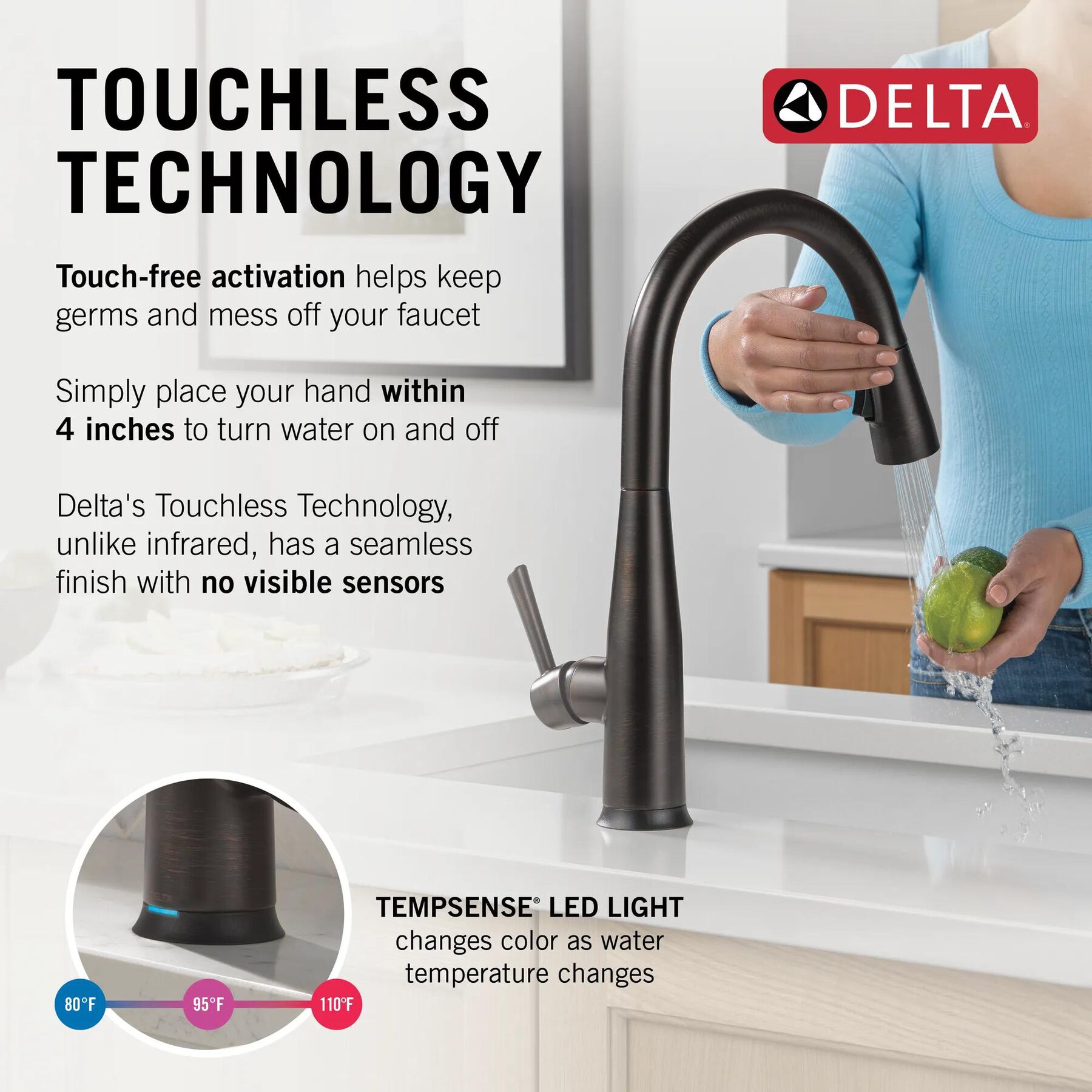 Touch<sub>2</sub>O&reg; Technology Kitchen Faucet with Touchless Technology