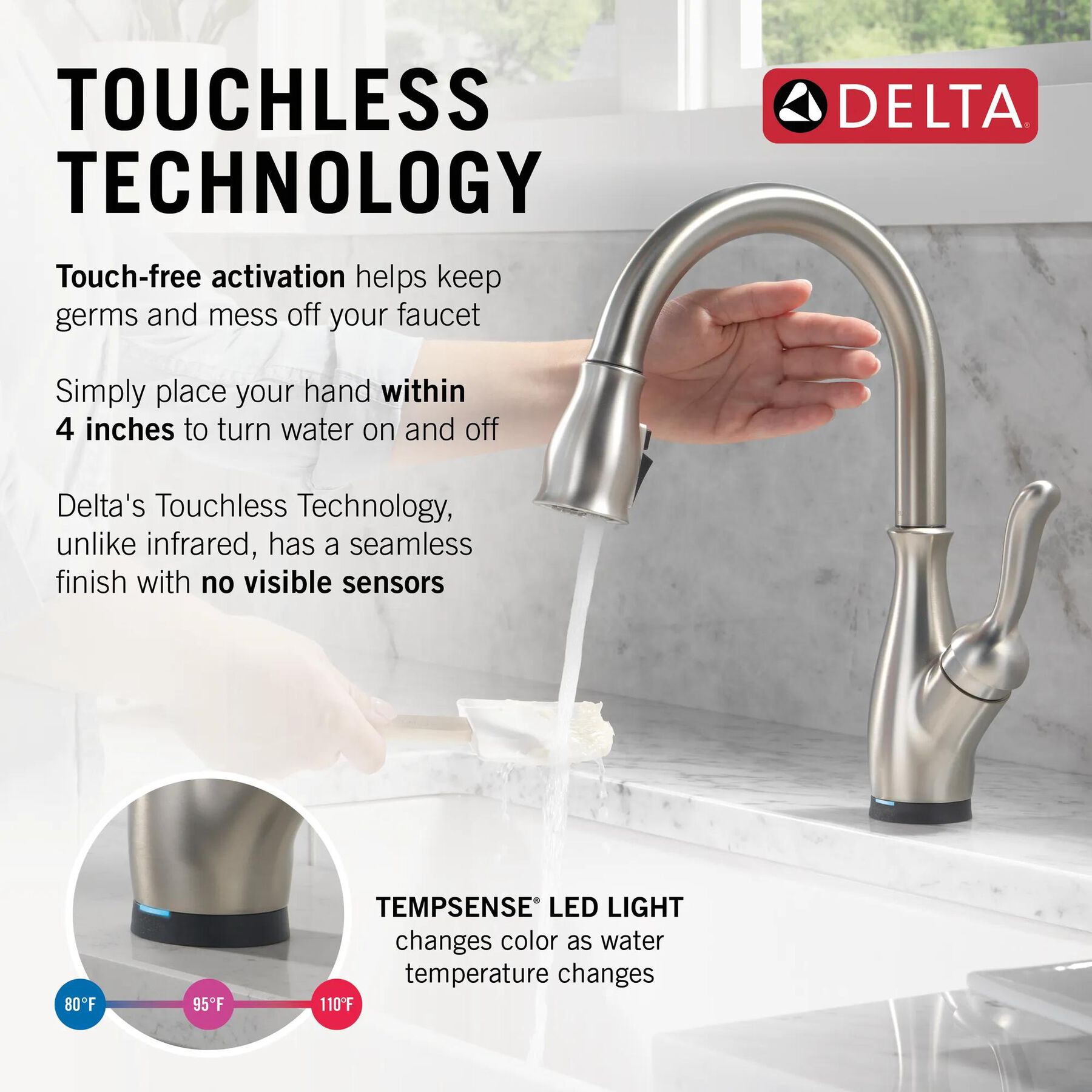 Touch<sub>2</sub>O&reg; Technology Kitchen Faucet with Touchless Technology