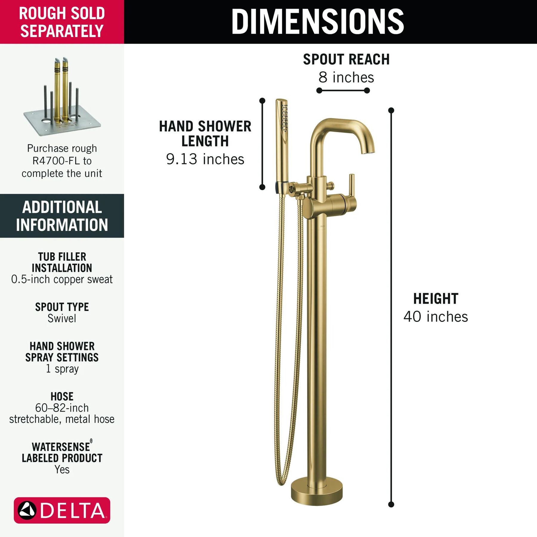 Floor Mount Tub Filler (Recertified)