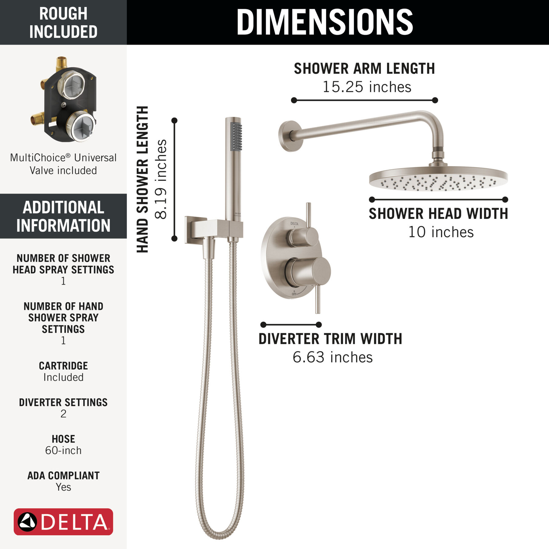 Raincan Shower Rough & Trim w/ HS 14S (Recertified)