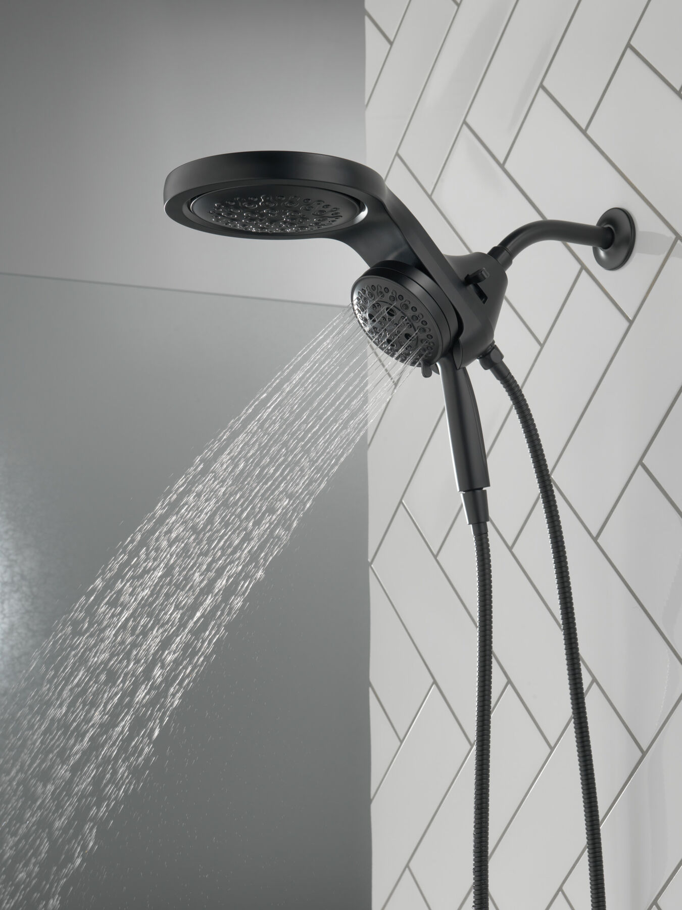 HydroRain&reg; H<sub>2</sub>Okinetic&reg; 5-Setting Two-in-One Shower Head (Recertified)