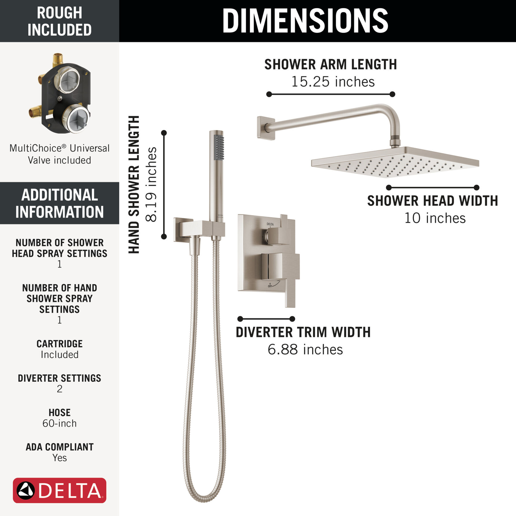 Raincan Shower Rough & Trim w/ HS 14S (Recertified)