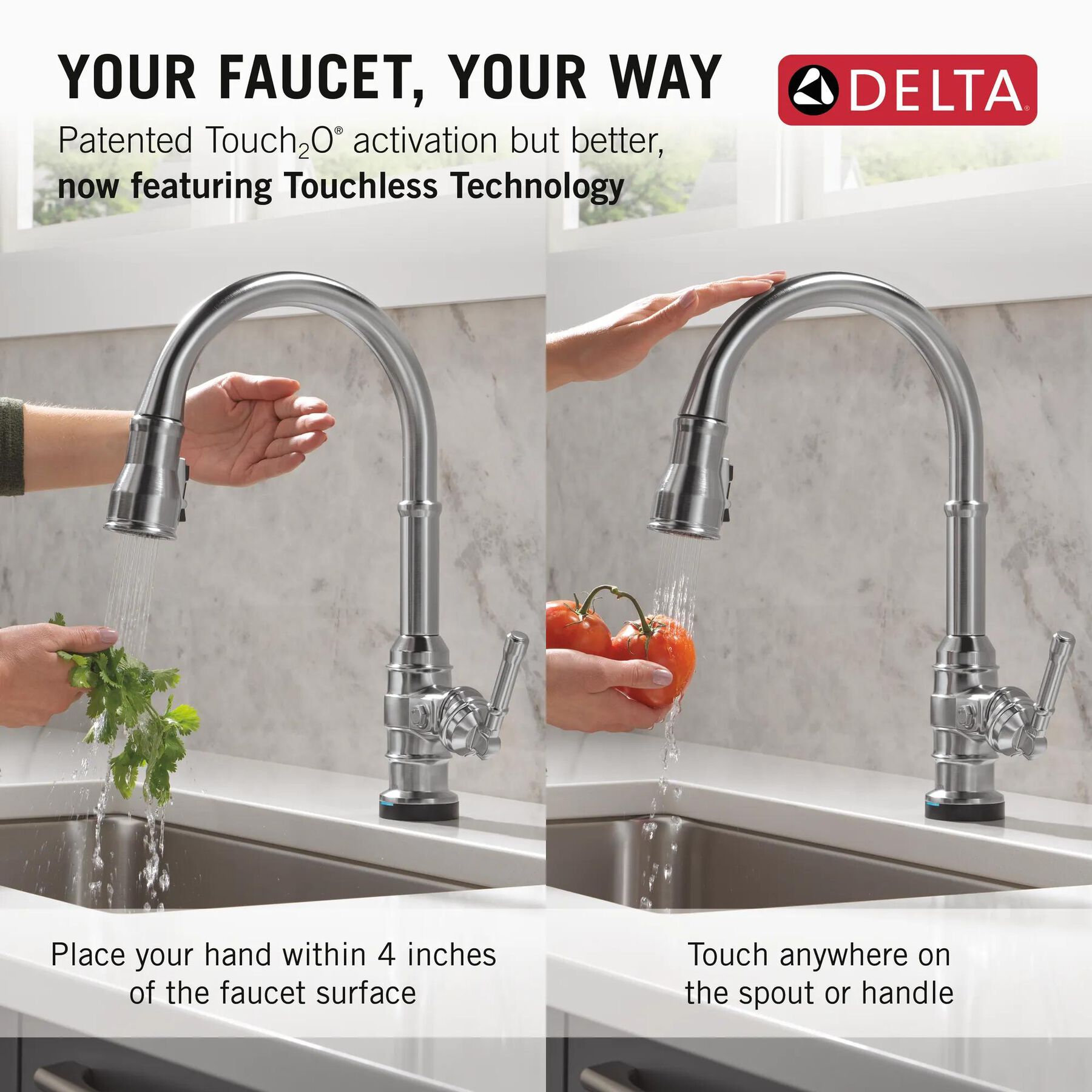 Touch<sub>2</sub>O&reg; Technology Kitchen Faucet with Touchless Technology