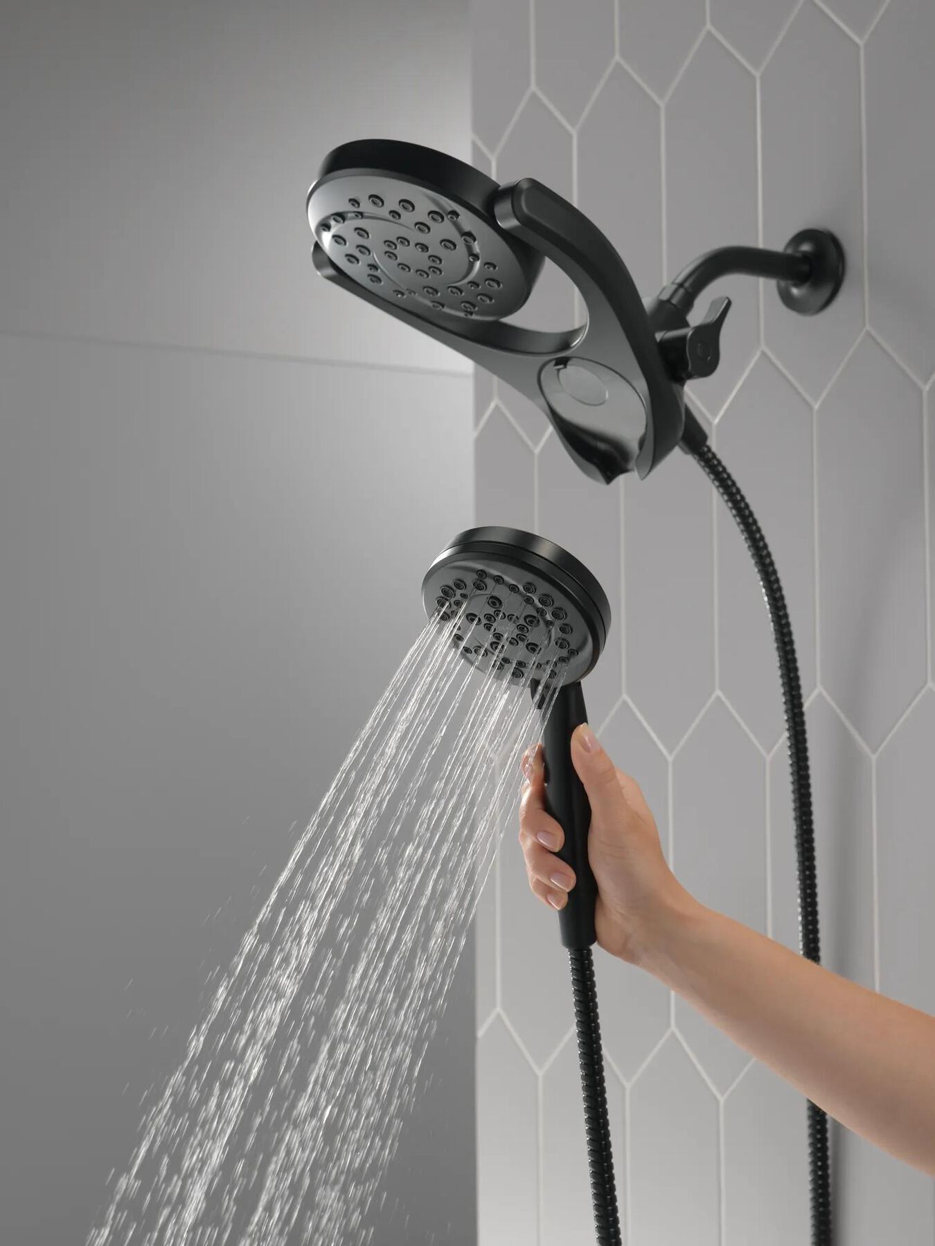 HydroRain&reg; 4-Setting Two-in-One Shower Head (Recertified)