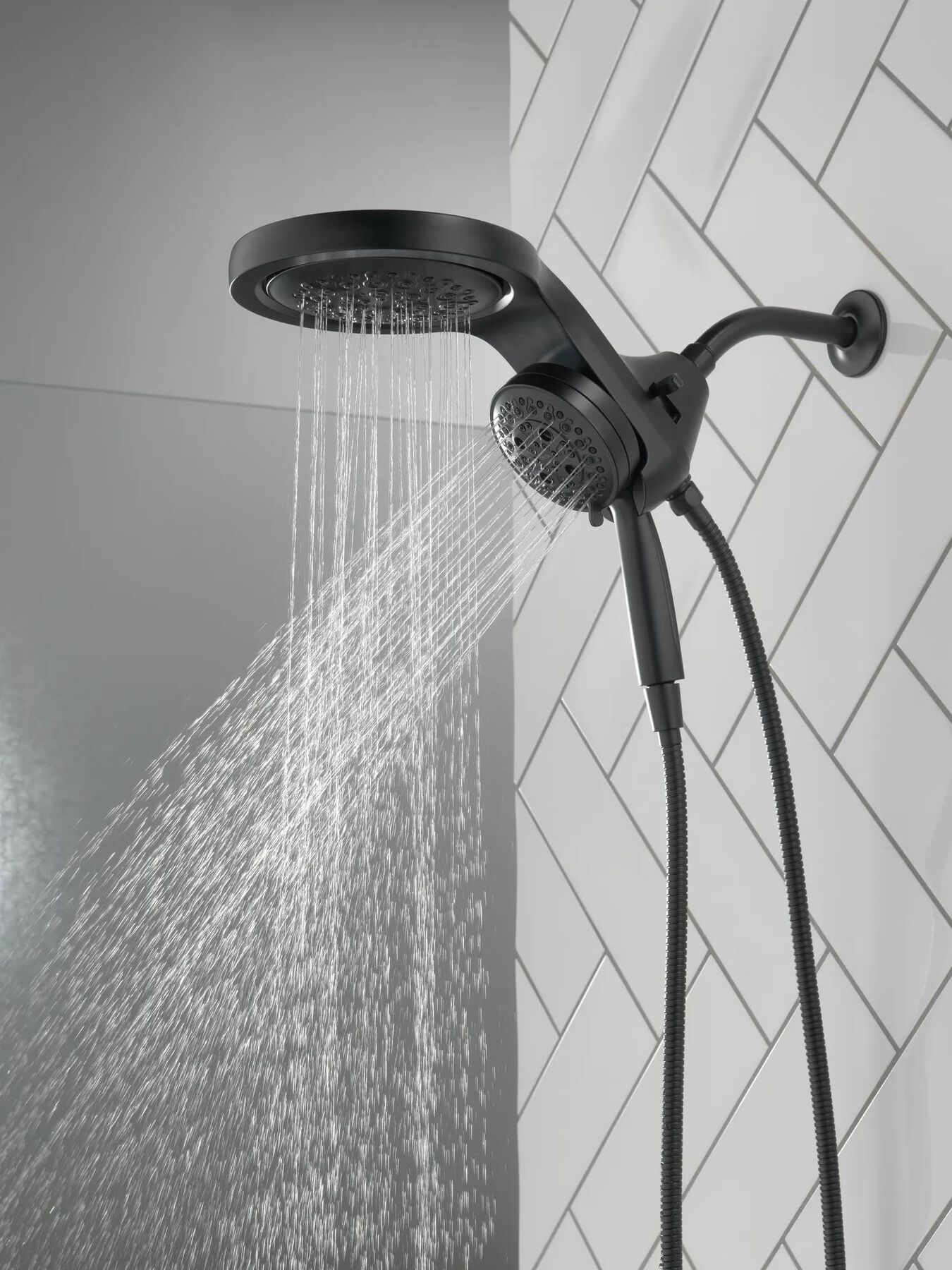 HydroRain&reg; H<sub>2</sub>Okinetic&reg; 5-Setting Two-in-One Shower Head (Recertified)