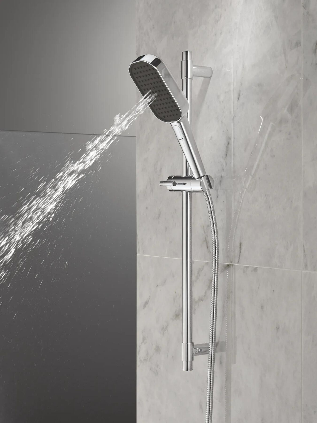 4-Setting Hand Shower with Slide Bar featuring FeatherRain&trade; Spray