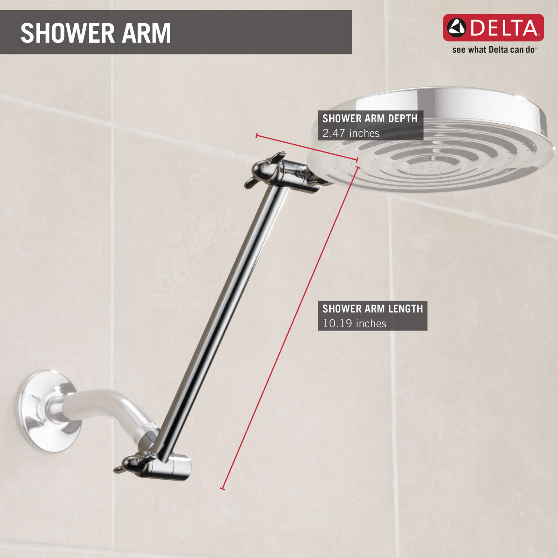 Shower Arm 12" Adjustable (Recertified)