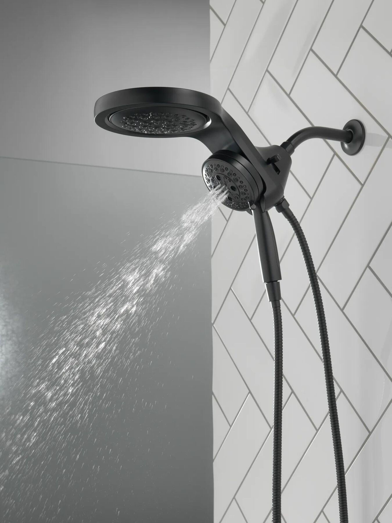 HydroRain&reg; H2Okinetic&reg; 5-Setting Two-in-One Shower Head (Recertified)