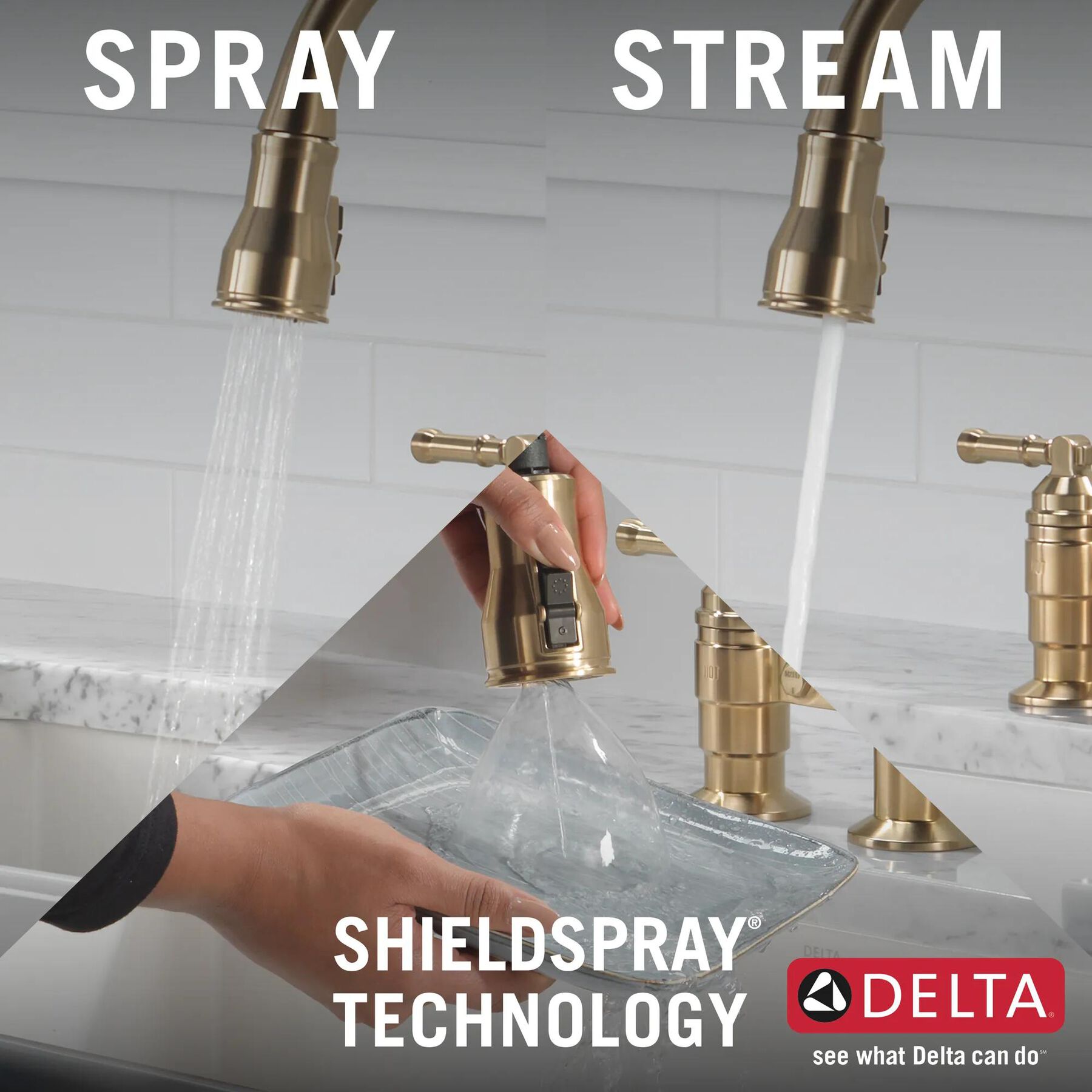 Two Handle Pull-Down Bridge Kitchen Faucet