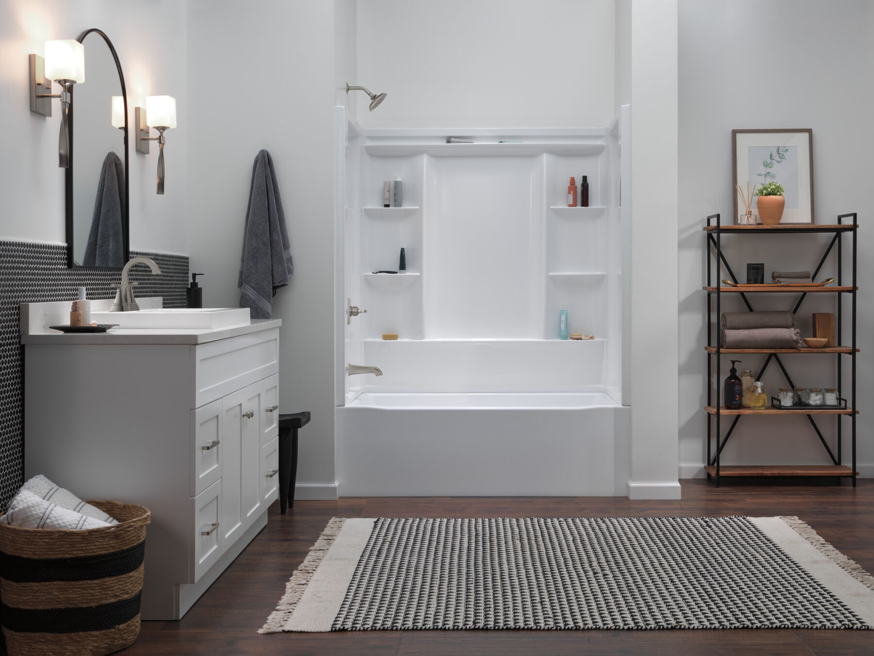 60x32 Alcove Bathtub Bundle with Trim and Waste Assembly - Left Drain