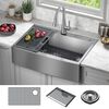 33&rdquo; Retrofit Farmhouse Apron Front 16 Gauge Stainless Steel Single Bowl Kitchen Sink for Undermount / Drop-In Installation with Accessories