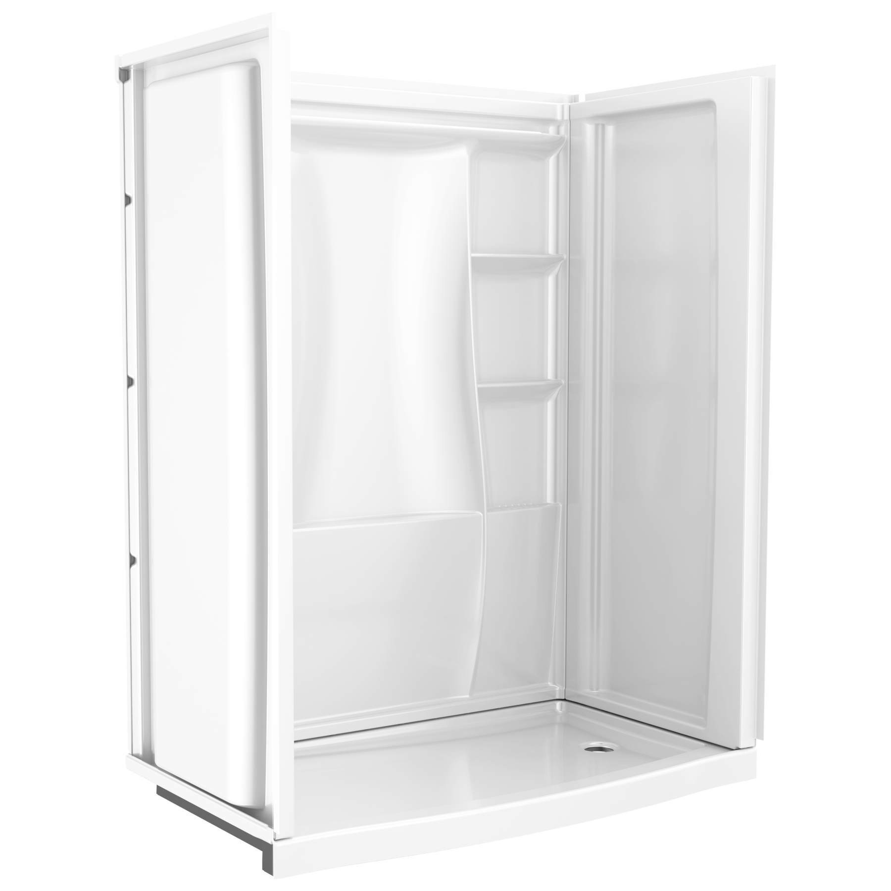 60 x 32" Curved Alcove Shower Base with Right Drain