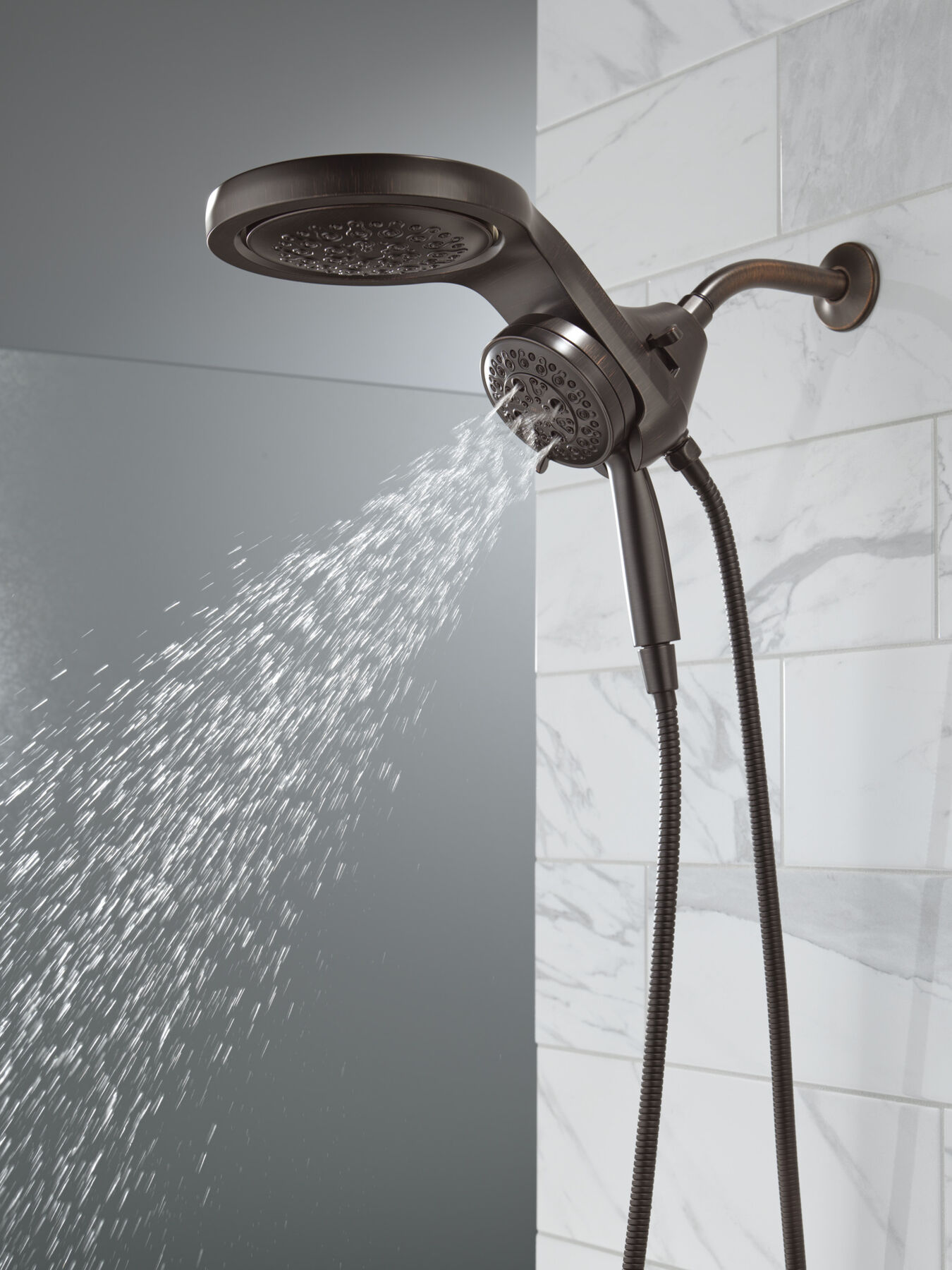 HydroRain&reg; H2Okinetic&reg; 5-Setting Two-in-One Shower Head (Recertified)
