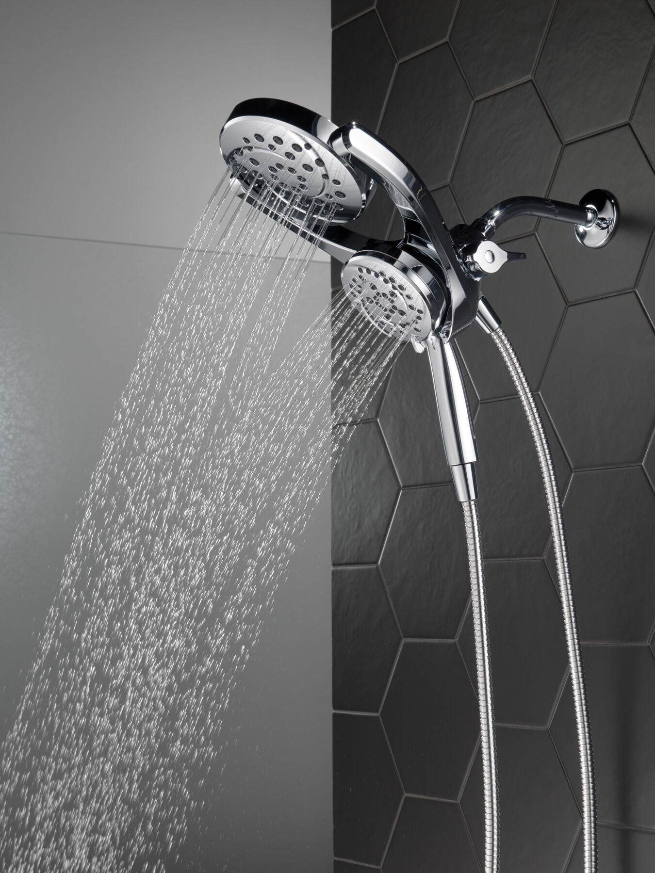 HydroRain&reg; 4-Setting Two-in-One Shower Head (Recertified)