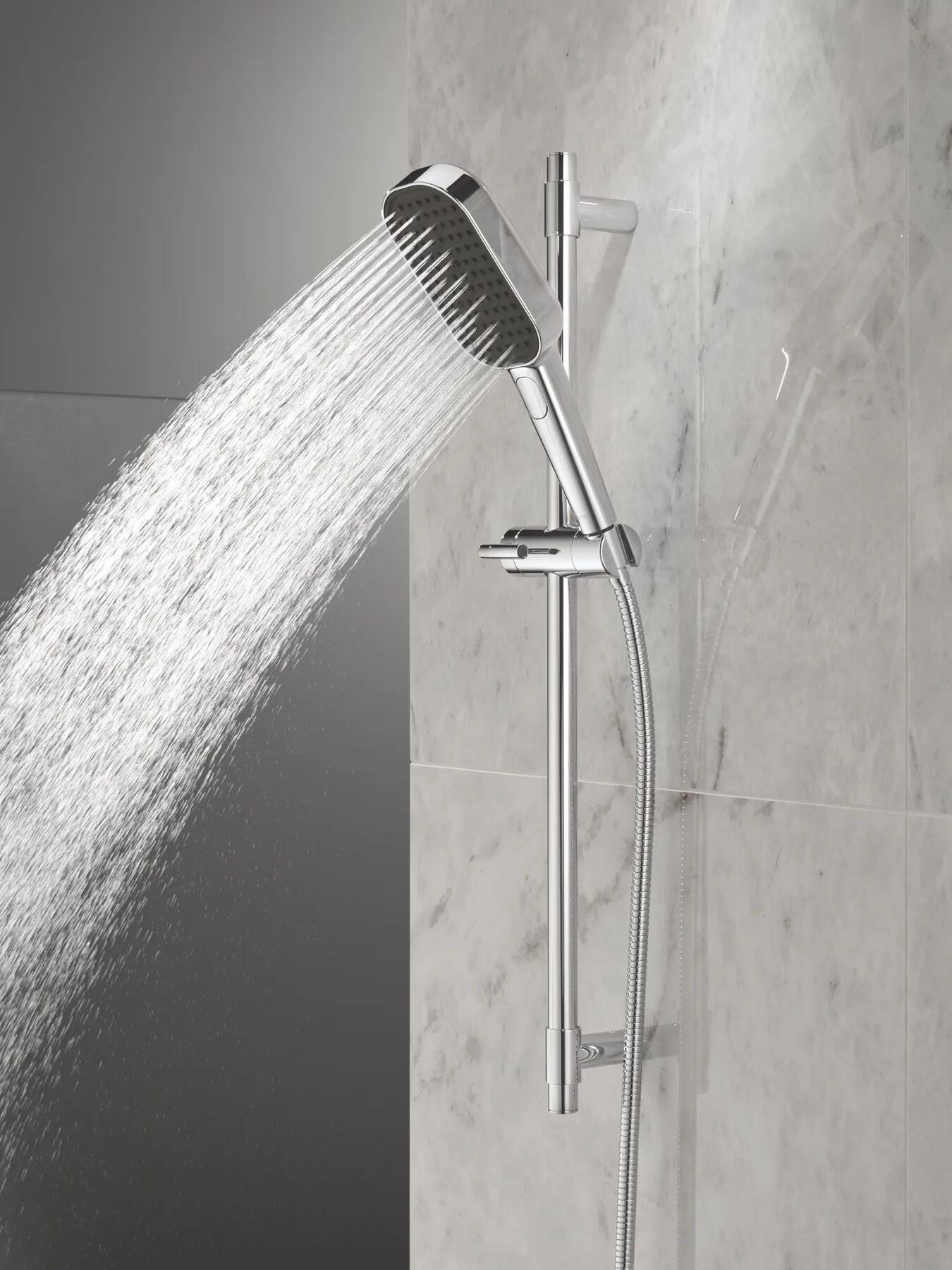 4-Setting Hand Shower with Slide Bar featuring FeatherRain&trade; Spray